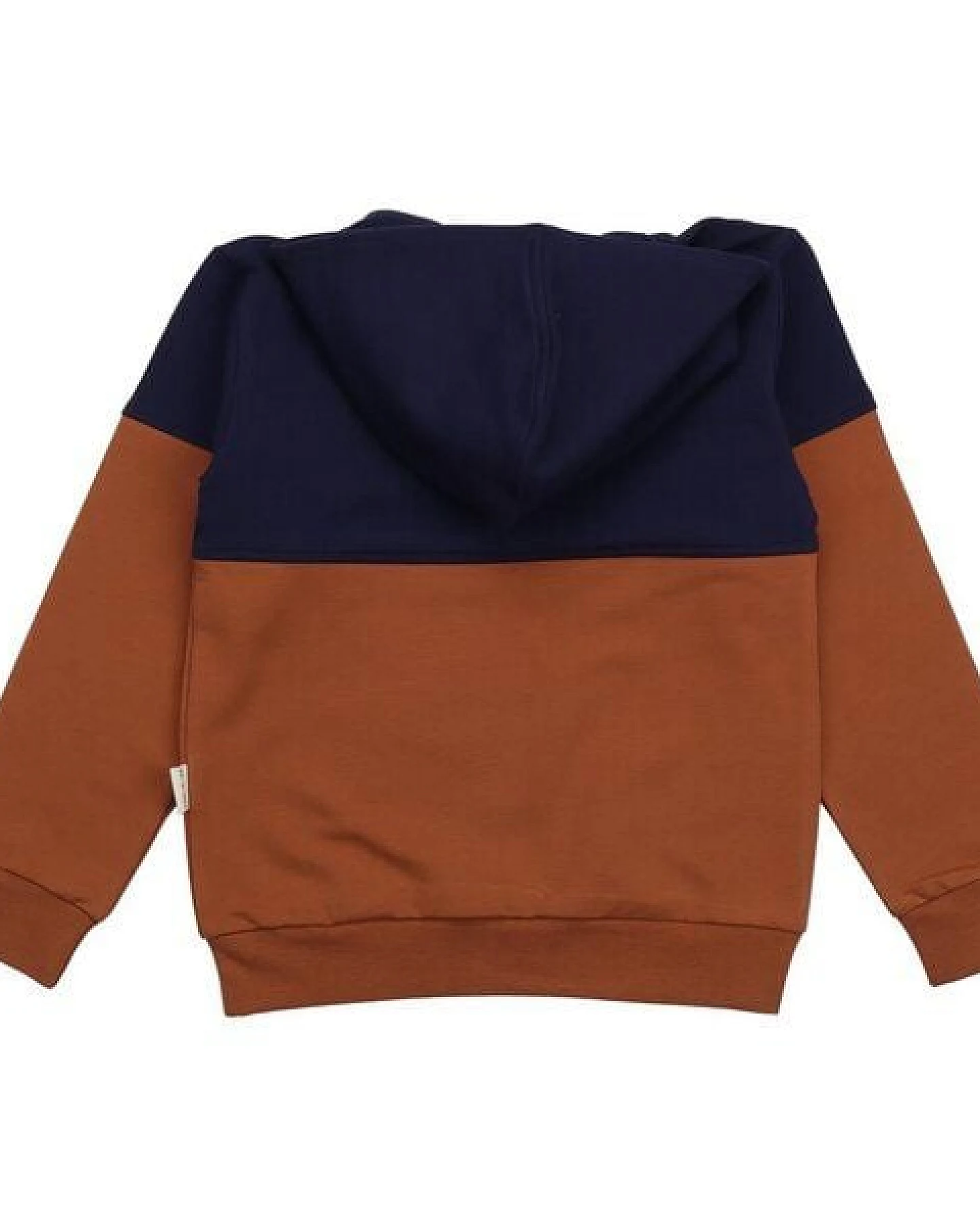 Kinder Kapuzenpullover GOTS-zertifiziert aus Bio-Baumwolle zweifarbig navy-braun – Walkiddy – Ansicht 3