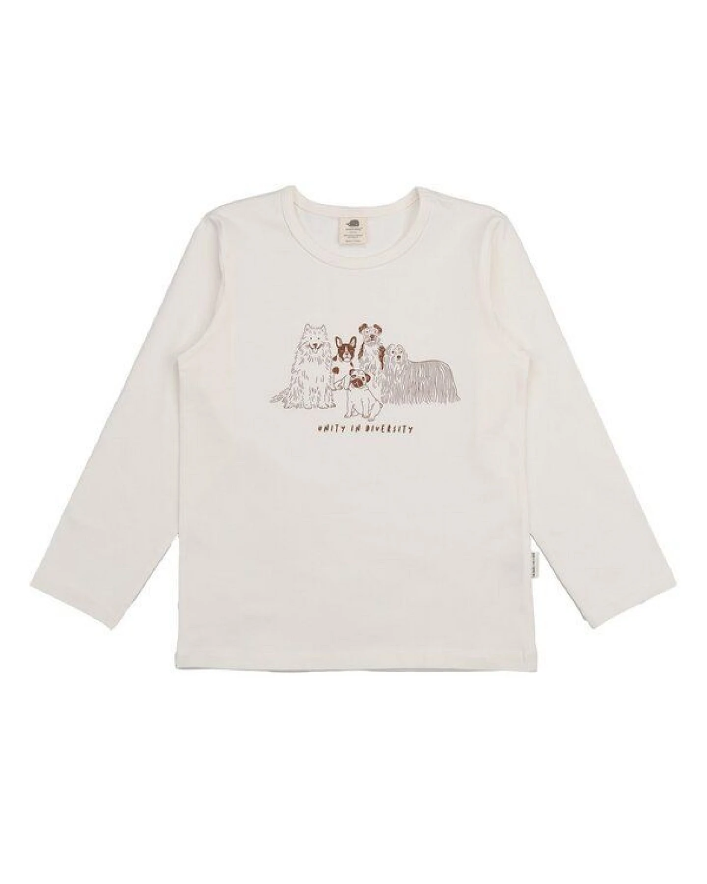Kinder Langarmshirt GOTS-zertifiziert aus Bio-Baumwolle creme mit Hunde-Motiv – Walkiddy – Ansicht 2