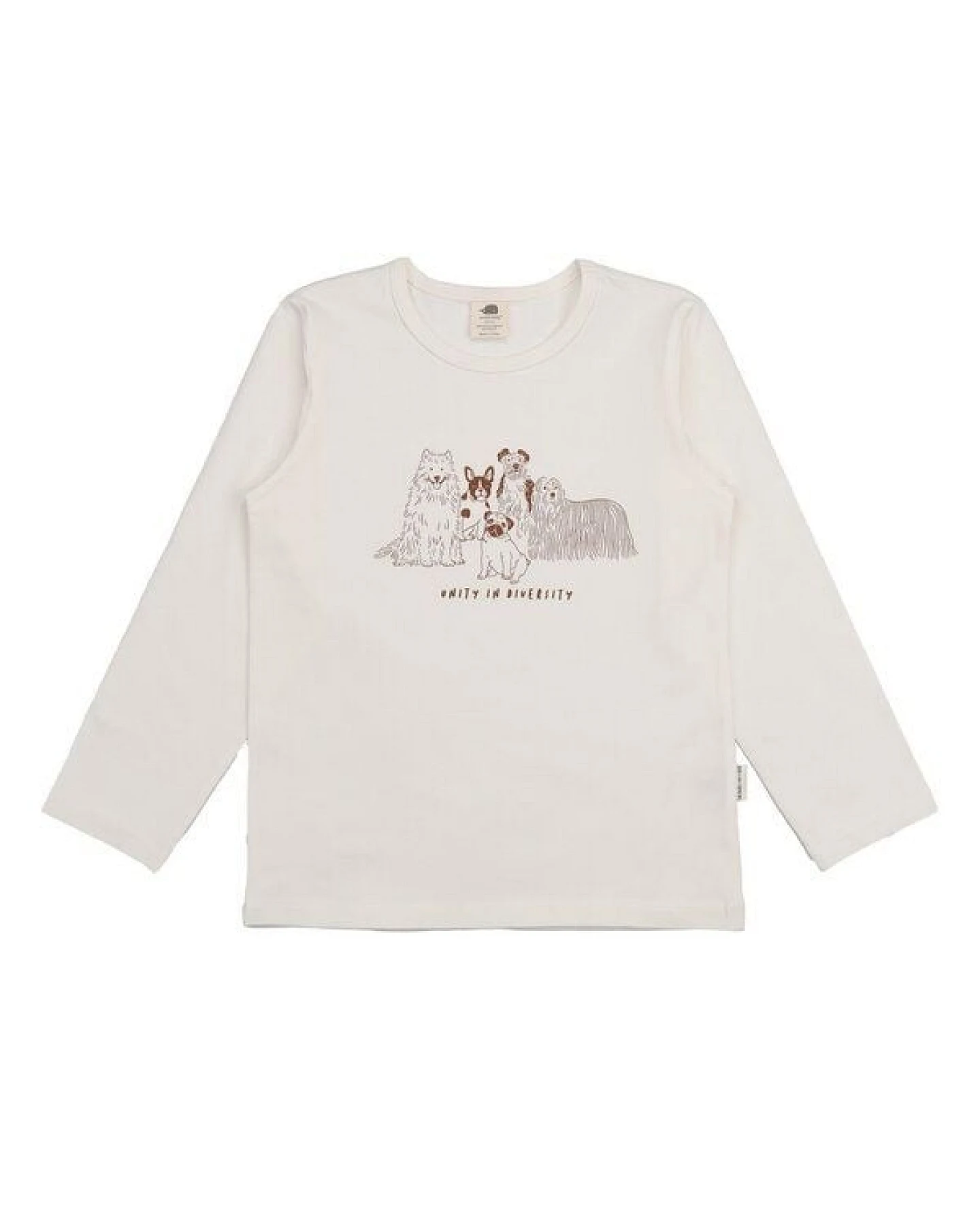 Kinder Langarmshirt GOTS-zertifiziert aus Bio-Baumwolle creme mit Hunde-Motiv – Walkiddy – Ansicht 2