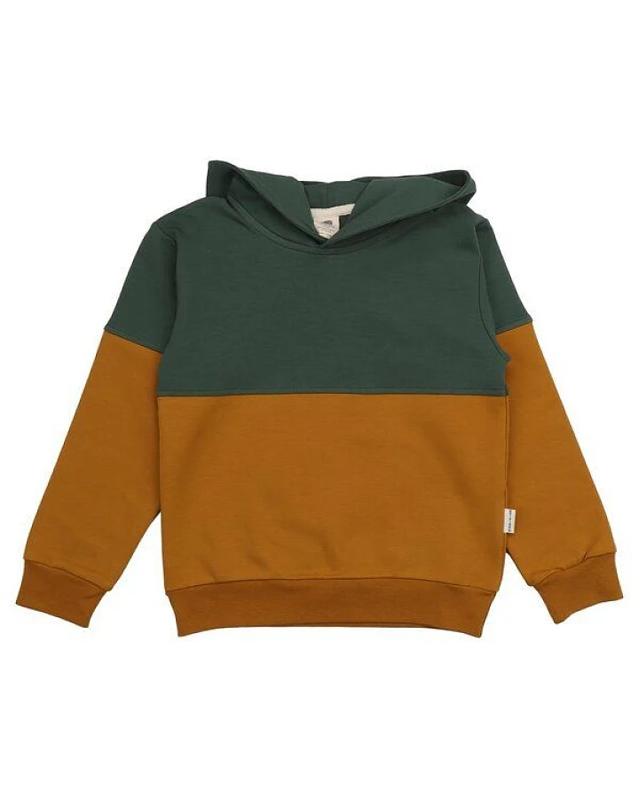 Kinder Kapuzenpullover GOTS-zertifiziert aus Bio-Baumwolle grün-braun „Crazy Machines“ – Walkiddy