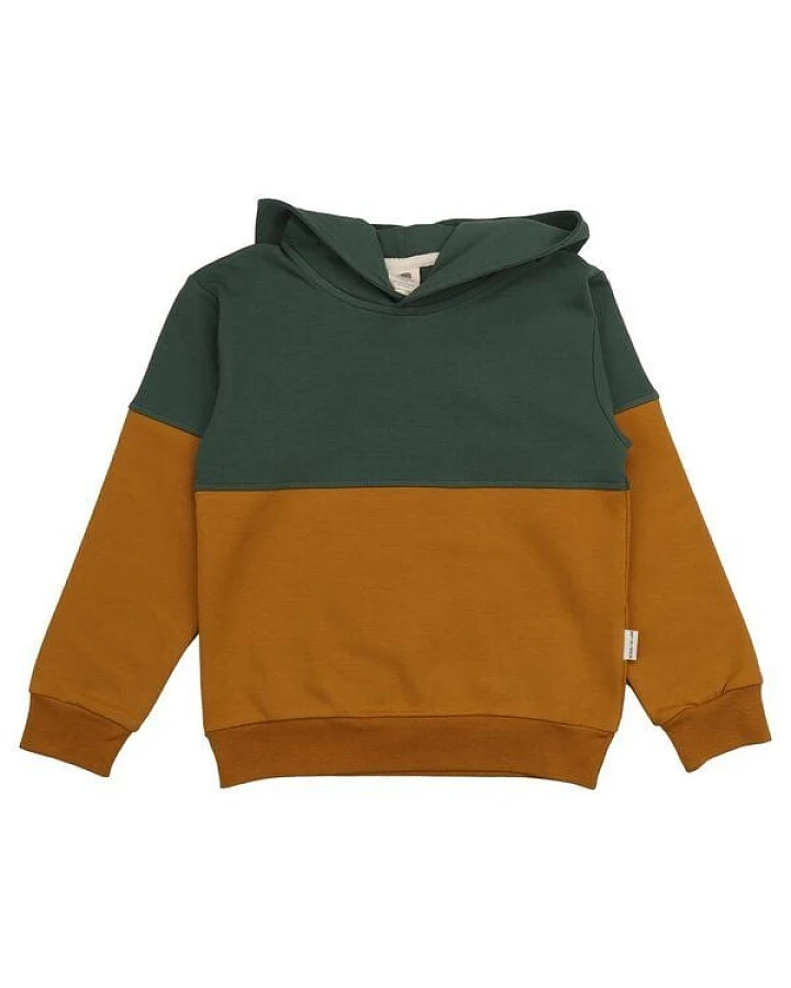 Kinder Kapuzenpullover GOTS-zertifiziert aus Bio-Baumwolle grün-braun „Crazy Machines“ – Walkiddy