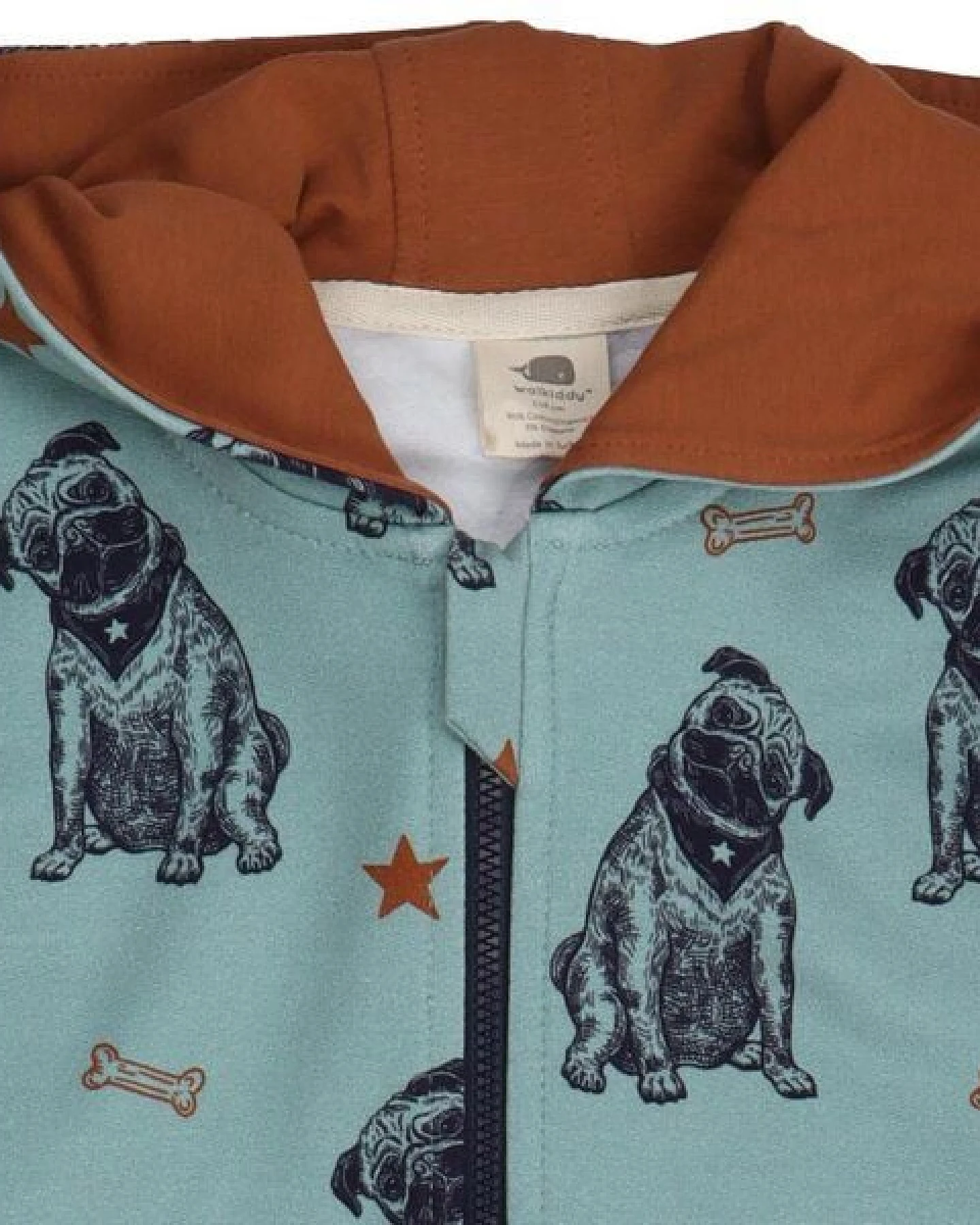 Kinder Sweatjacke – Kapuze & Reißverschluss, Blaugrün mit Hundemotiv, weich & bequem, alltagstauglich – Ansicht 4