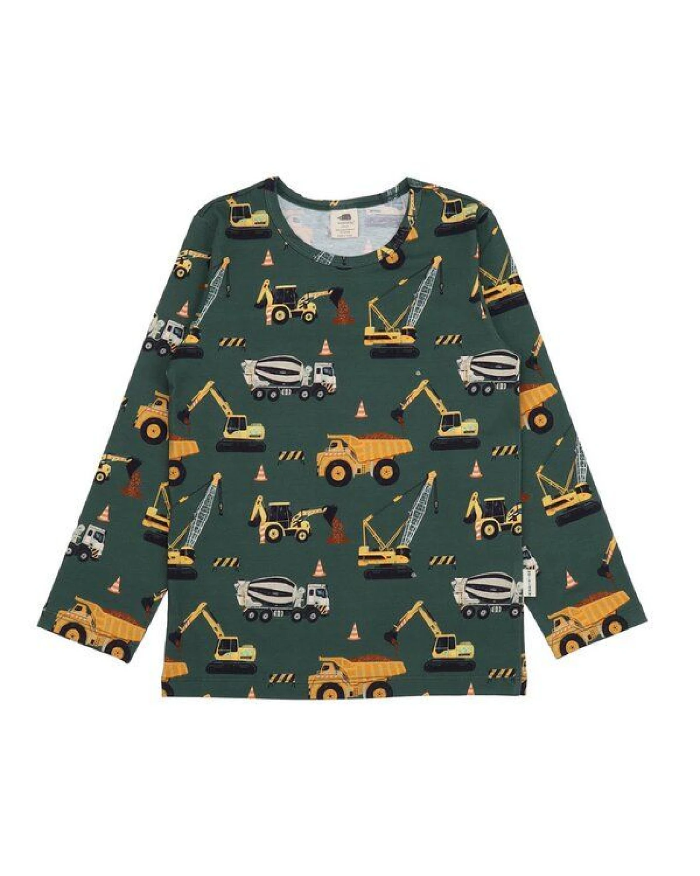 Langarmshirt Grün Baumaschinen-Allover Bio-Baumwolle GOTS – Walkiddy – Ansicht 2