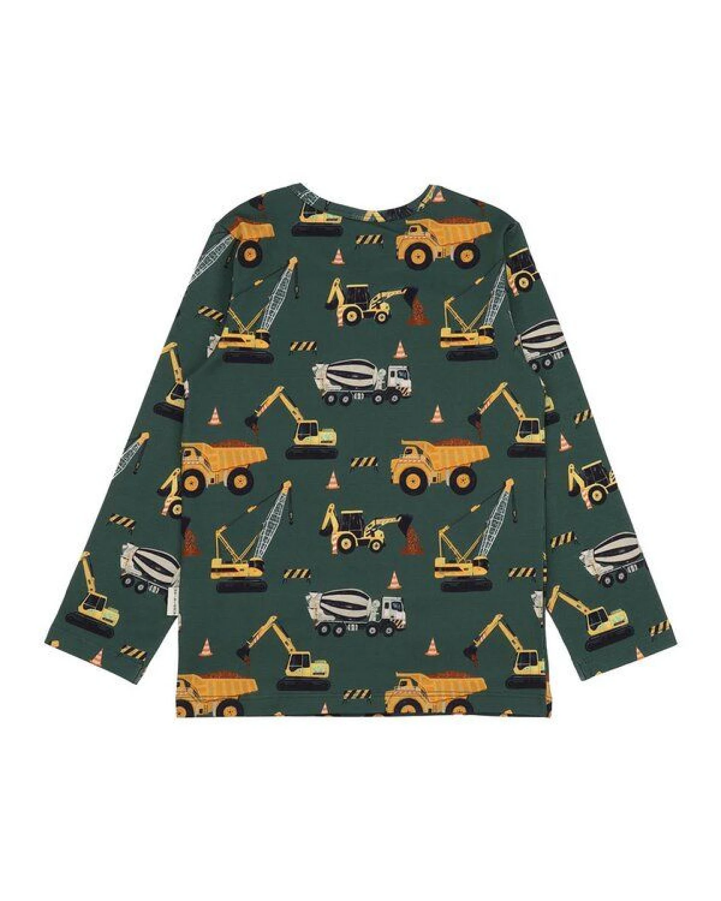 Langarmshirt Grün Baumaschinen-Allover Bio-Baumwolle GOTS – Walkiddy – Ansicht 3