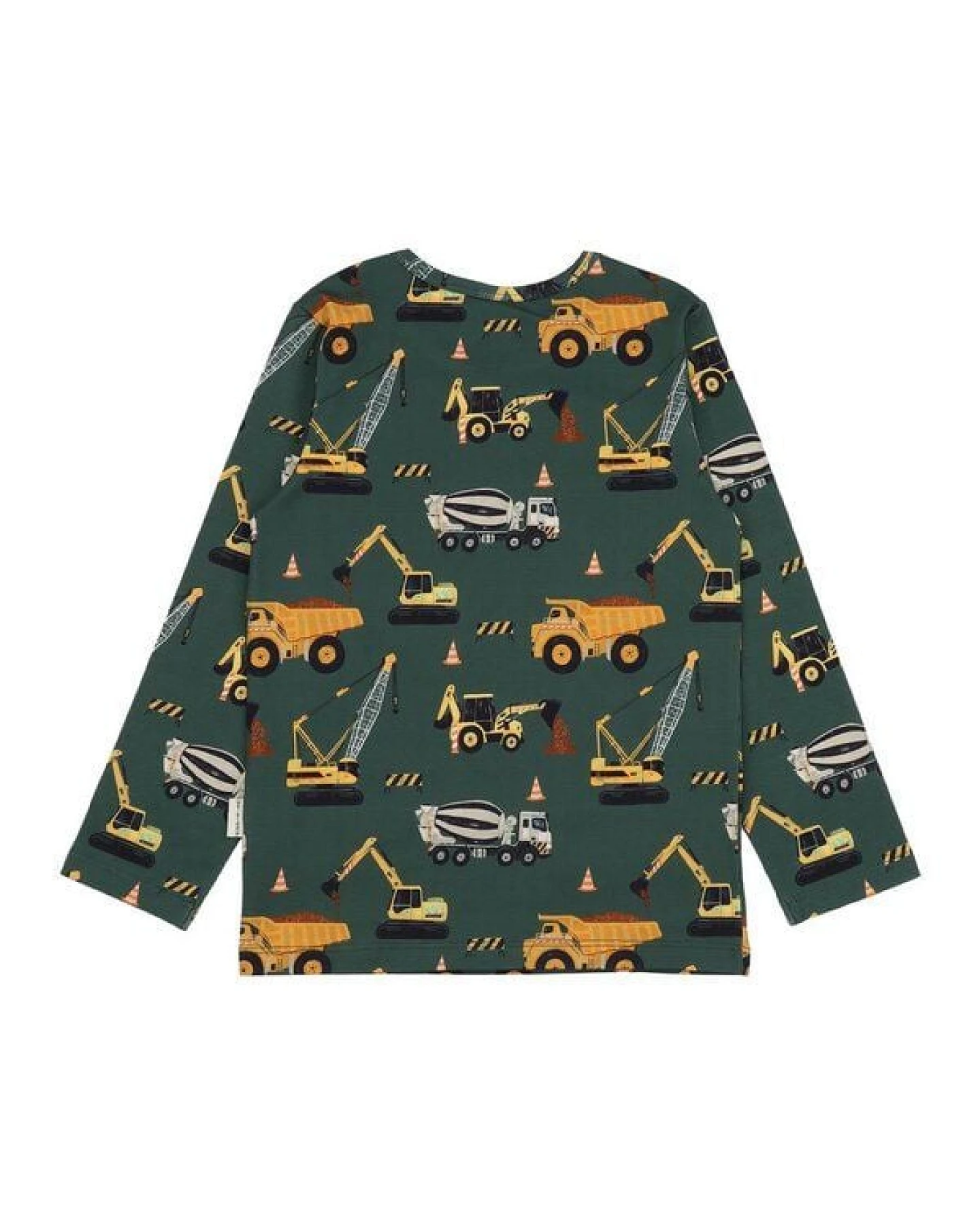 Langarmshirt Grün Baumaschinen-Allover Bio-Baumwolle GOTS – Walkiddy – Ansicht 3