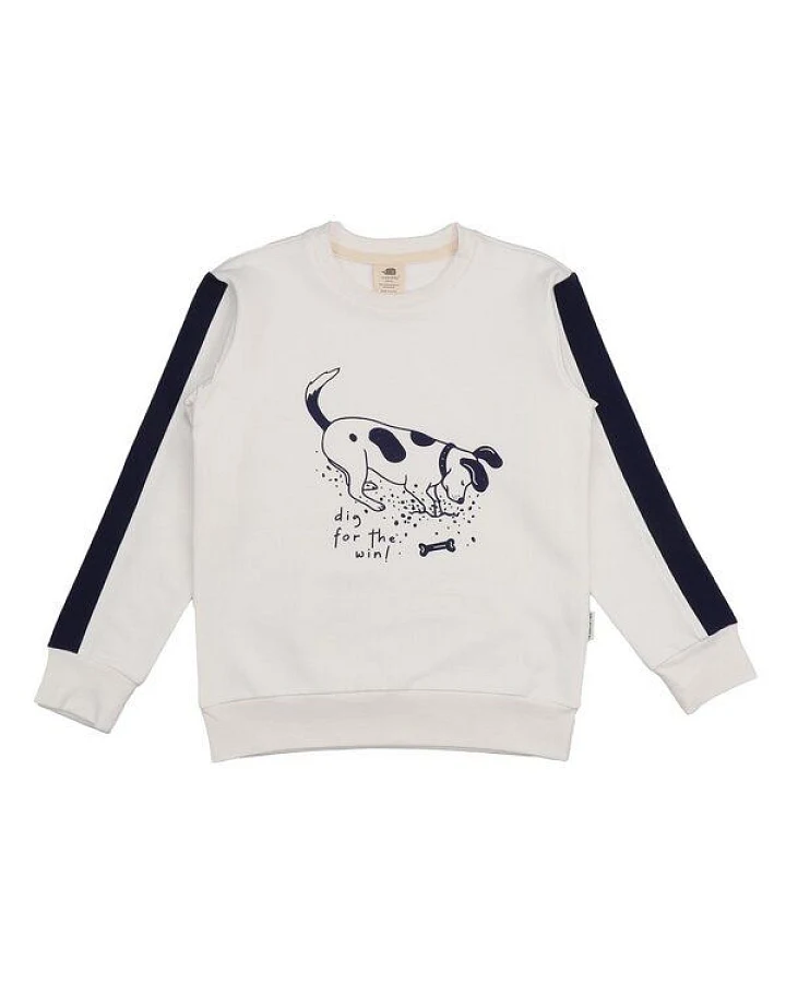 Kinder Sweatshirt GOTS-zertifiziert aus Bio-Baumwolle creme mit Hunde-Motiv „Crazy Dogs“ – Walkiddy