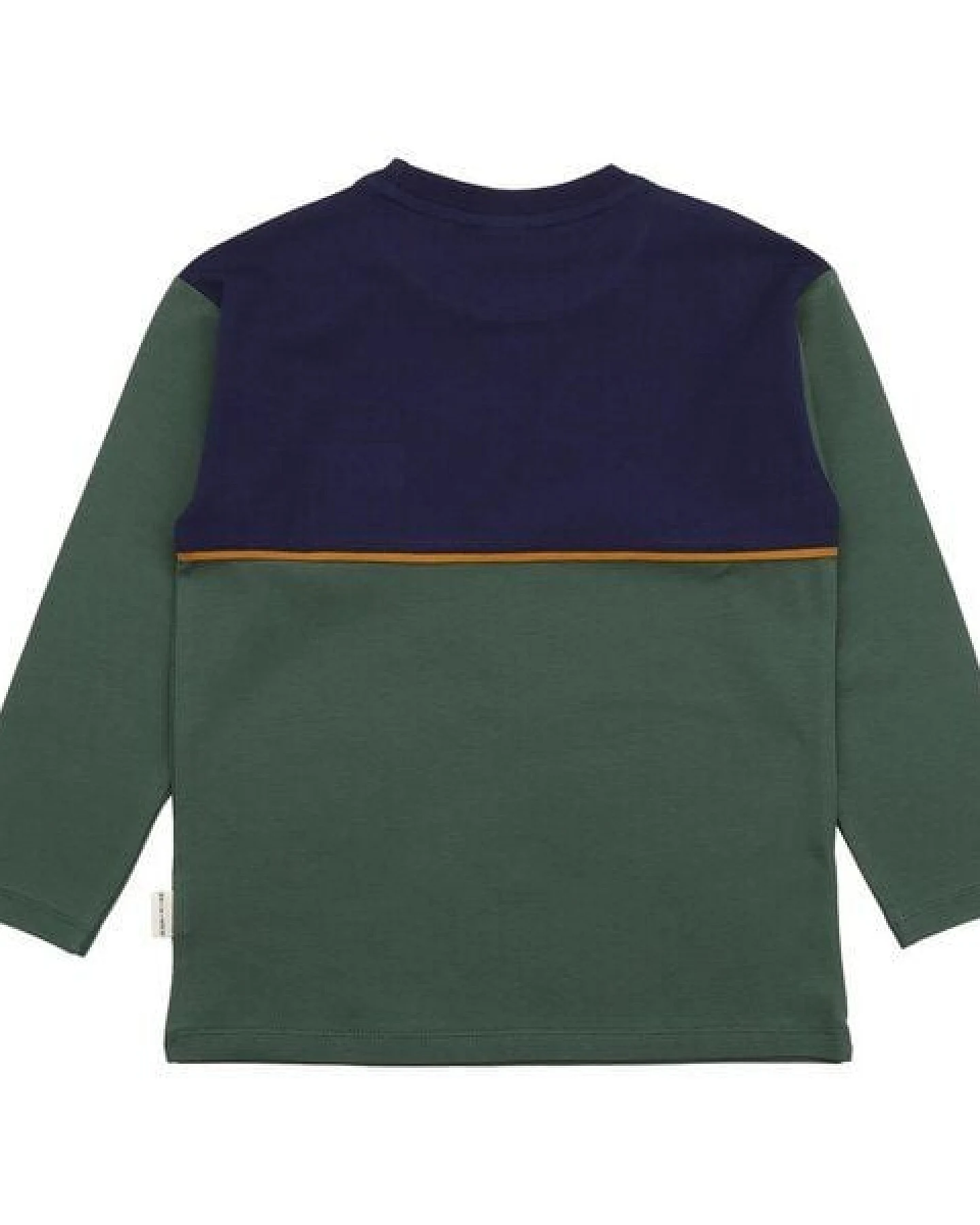 Kinder Langarmshirt GOTS-zertifiziert aus Bio-Baumwolle, Farbblock-Design dunkelblau/grün mit kleinem Motiv – Walkiddy, weich & alltagstauglich – Ansicht 3