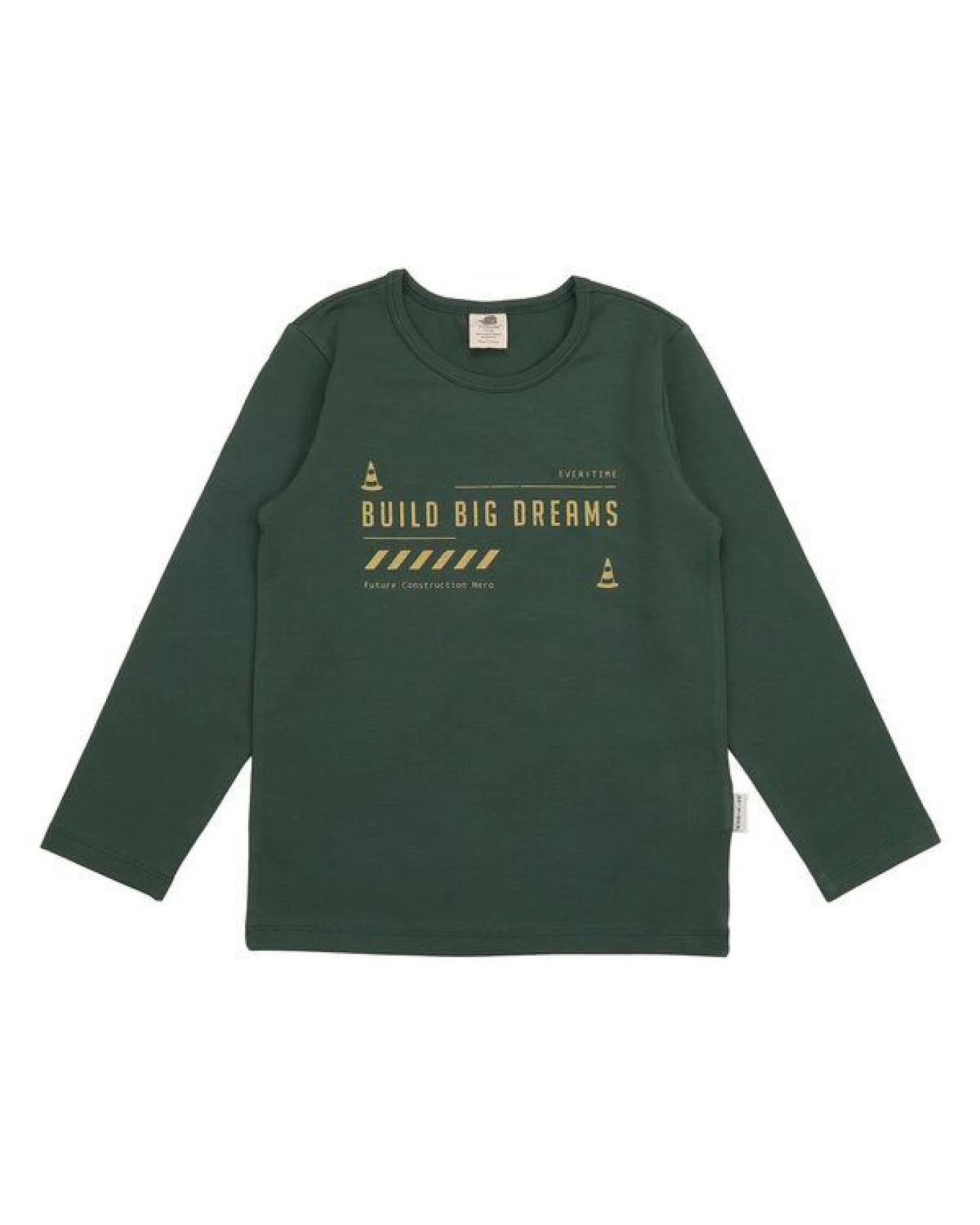 Kinder Langarmshirt GOTS zertifiziert – Bio-Baumwolle, Dunkelgrün mit Maschinen-Print – Ansicht 2