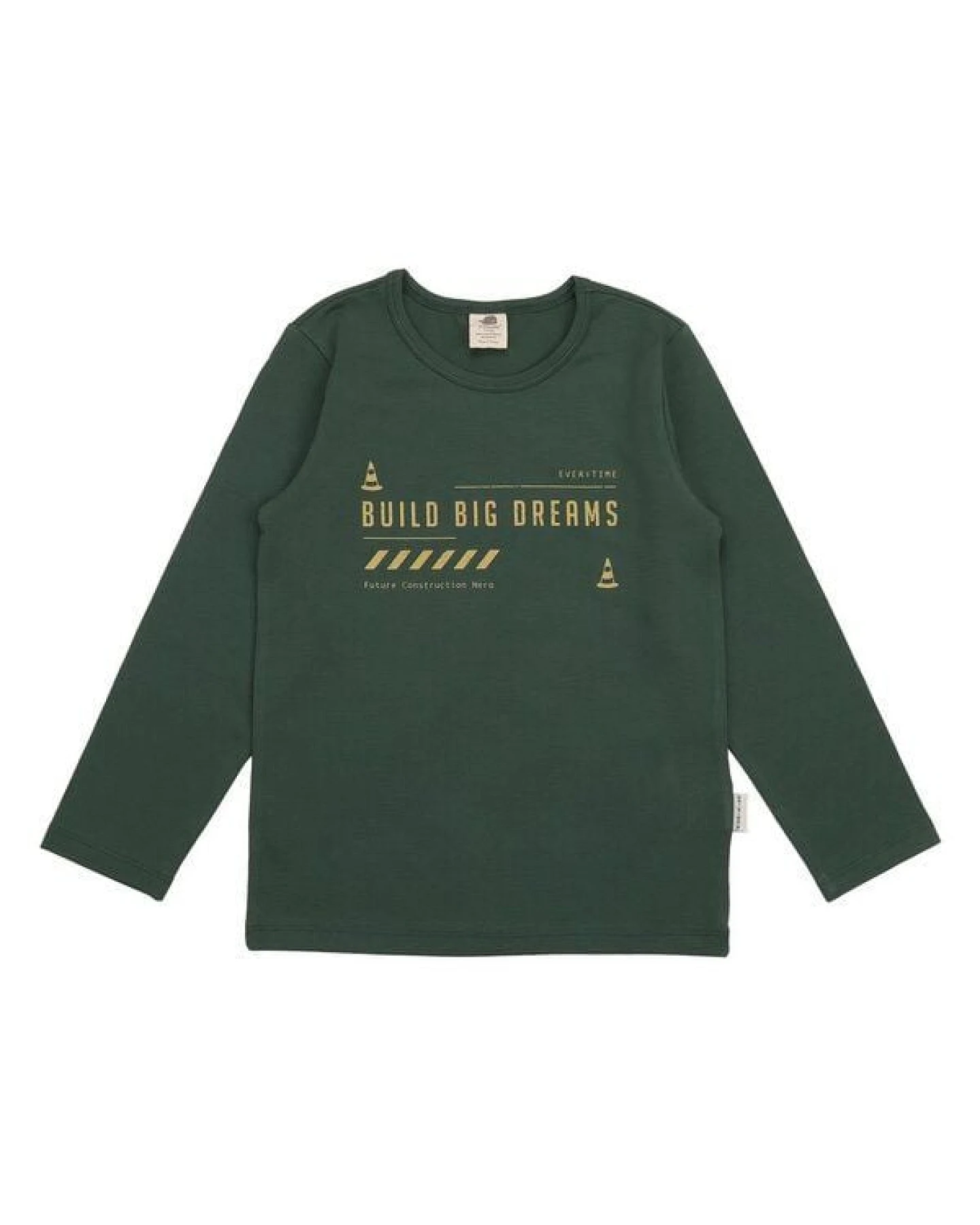 Kinder Langarmshirt GOTS zertifiziert – Bio-Baumwolle, Dunkelgrün mit Maschinen-Print – Ansicht 2