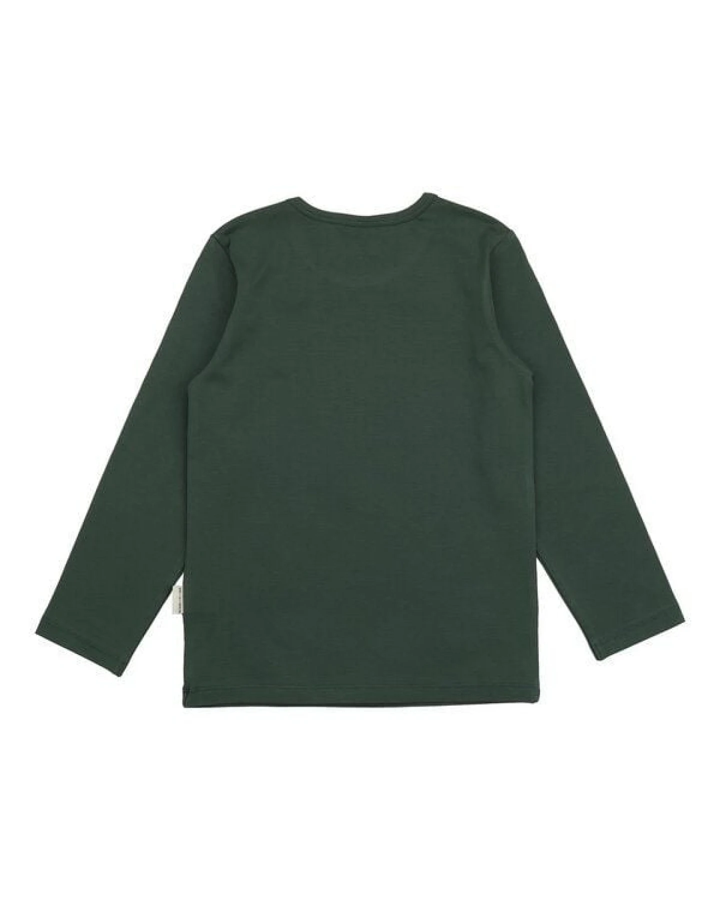 Kinder Langarmshirt GOTS zertifiziert – Bio-Baumwolle, Dunkelgrün mit Maschinen-Print – Ansicht 4