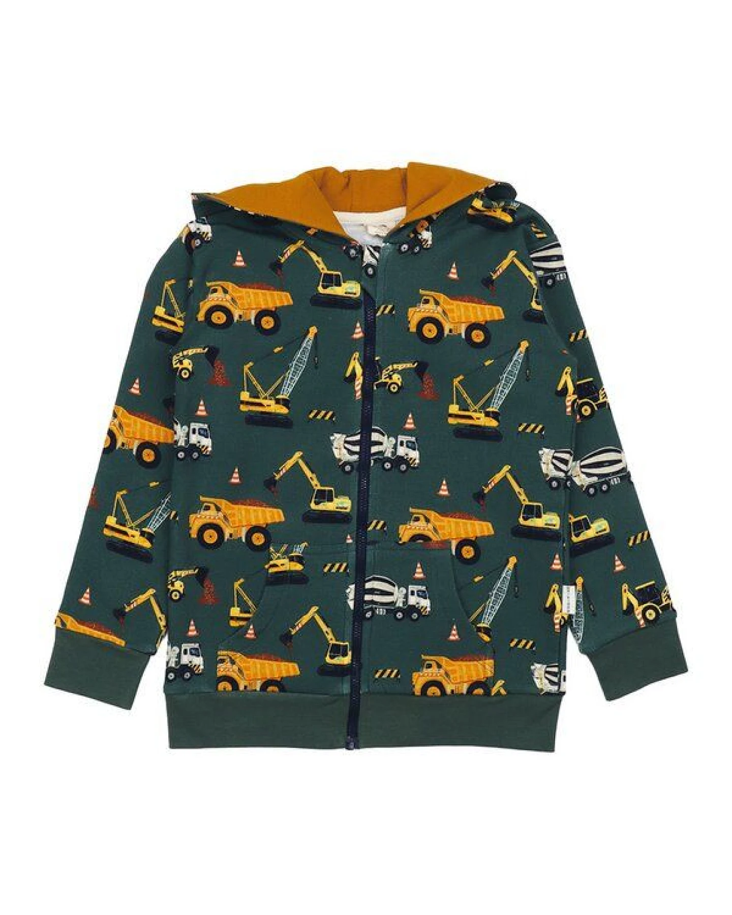 Kinder Sweatjacke Bio-Baumwolle Crazy Machines-Print, Kapuzenjacke, GOTS-zertifiziert, weich, robust, mit Reißverschluss – perfekt für kleine Tüftler von Walkiddy – Ansicht 2