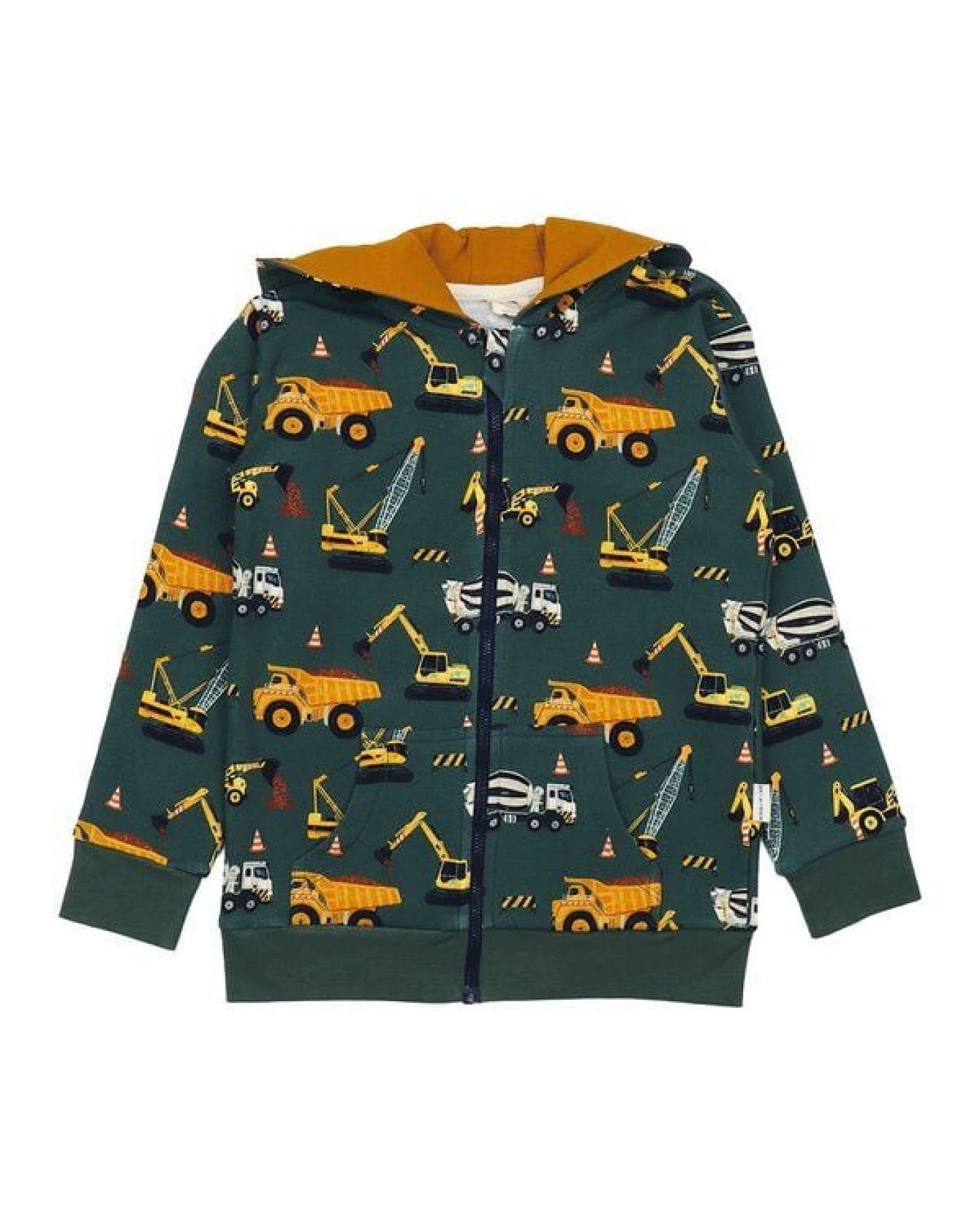Kinder Sweatjacke Bio-Baumwolle Crazy Machines-Print, Kapuzenjacke, GOTS-zertifiziert, weich, robust, mit Reißverschluss – perfekt für kleine Tüftler von Walkiddy – Ansicht 2