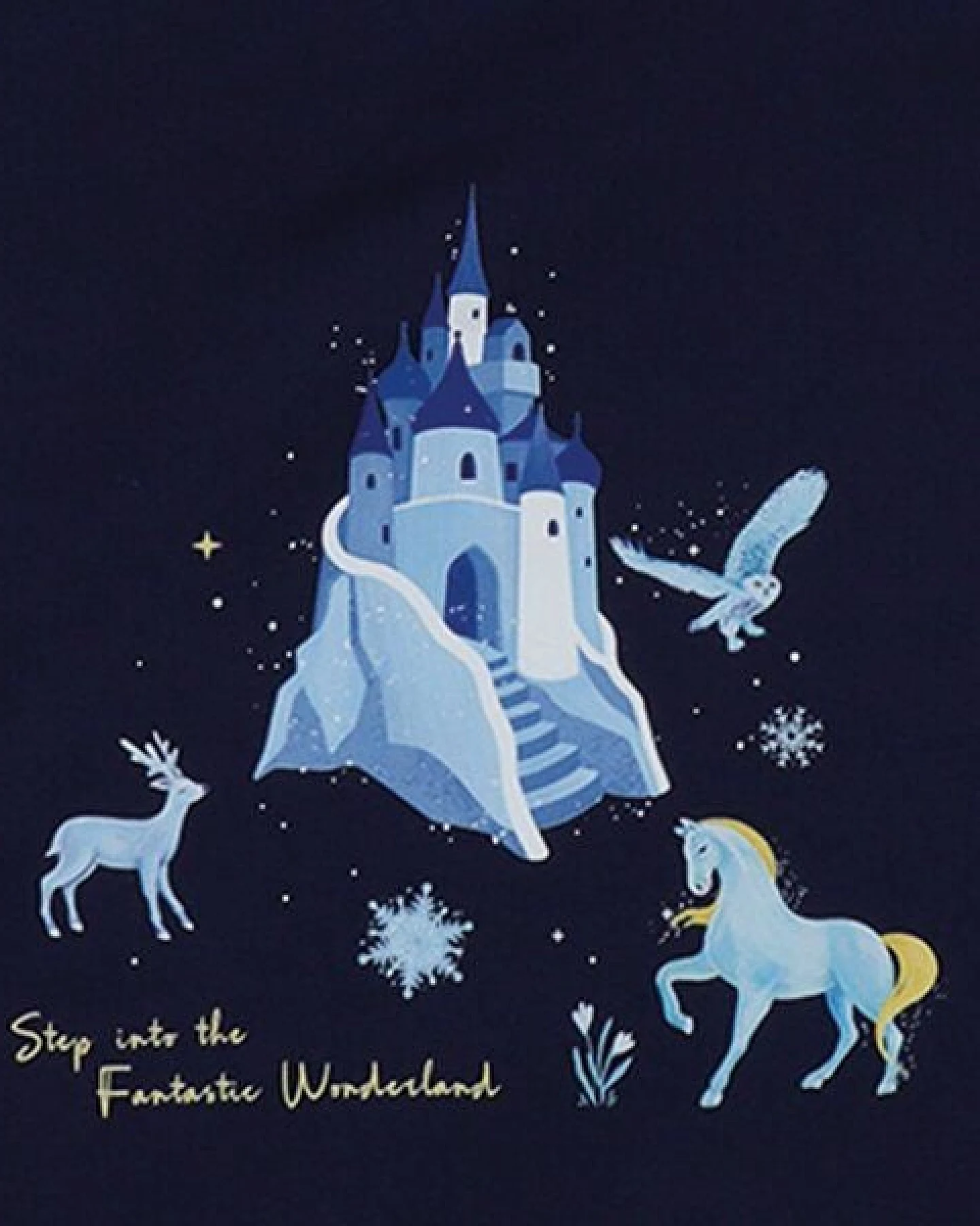 Kinder Kapuzenpullover GOTS-zertifiziert aus Bio-Baumwolle dunkelblau mit Fantasie-Motiv „Wonderland“ – Walkiddy – Ansicht 3