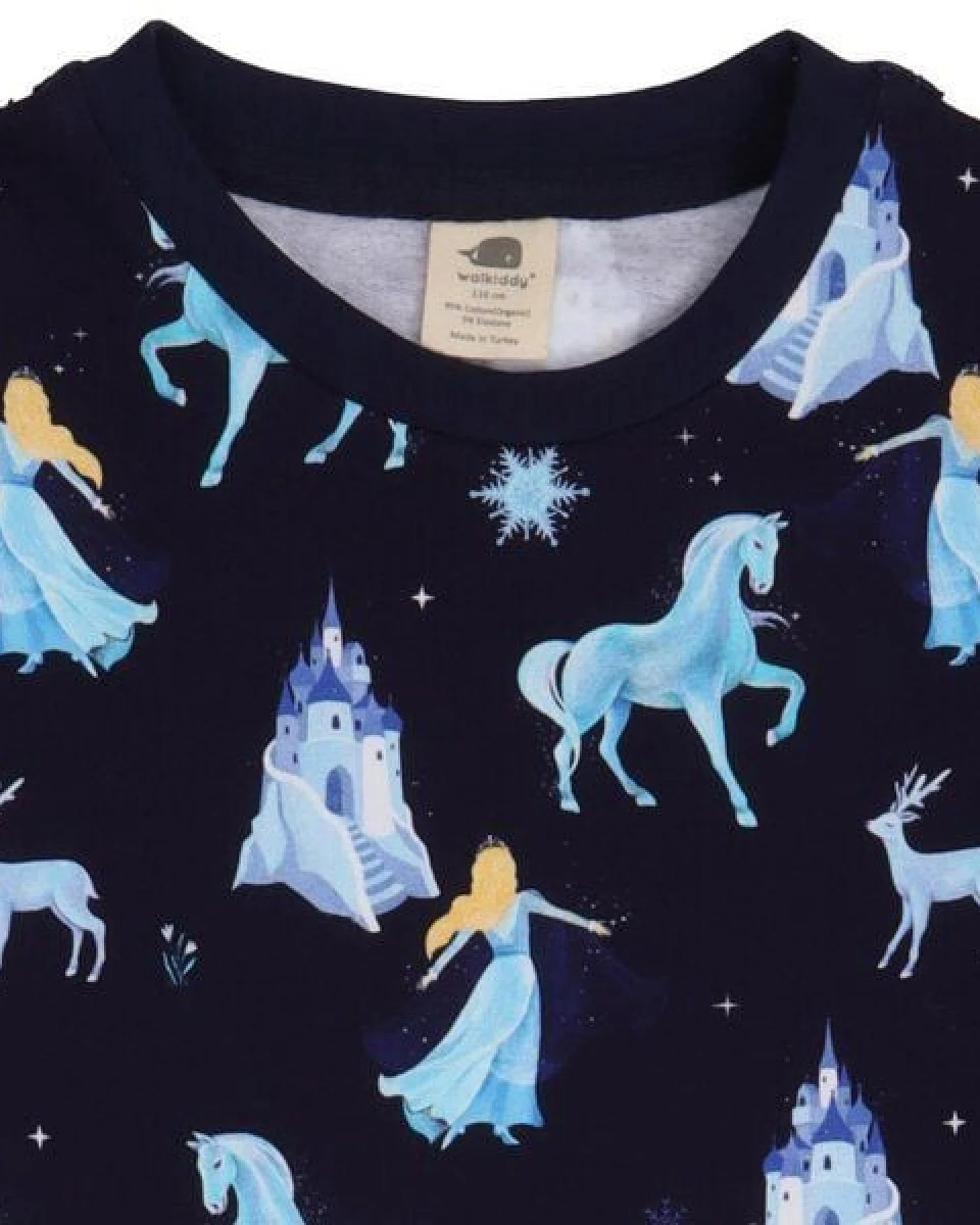 Kinder Sweatkleid Bio-Baumwolle „Fantastic Wonderland“ bunt, weiches Langarm Kleid von Walkiddy für Kleinkinder, gemütliches Jerseykleid, hautfreundlich & nachhaltig gefertigt – Ansicht 4