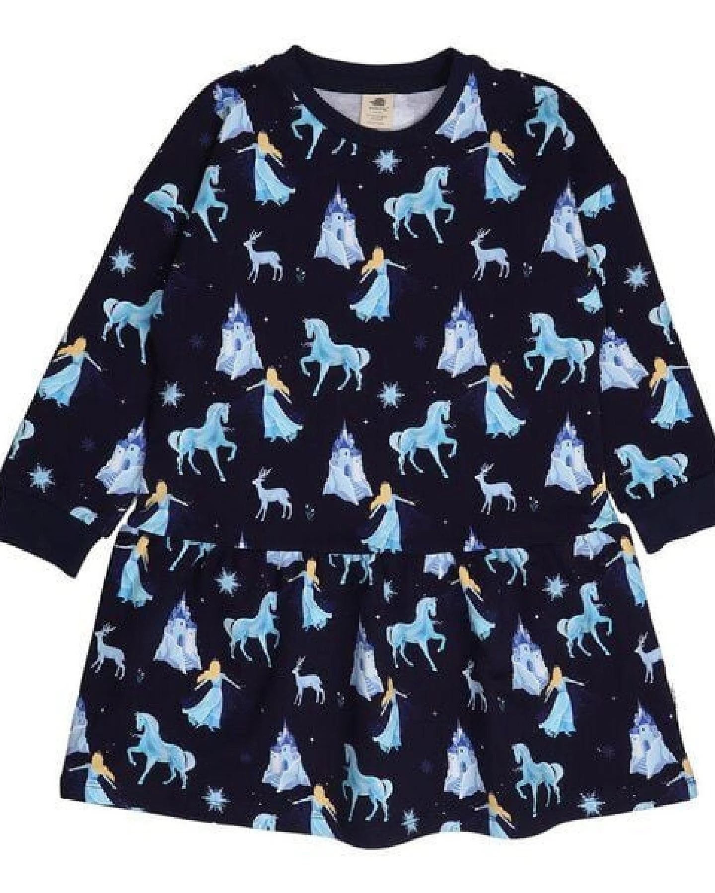 Kinder Sweatkleid Bio-Baumwolle „Fantastic Wonderland“ bunt, weiches Langarm Kleid von Walkiddy für Kleinkinder, gemütliches Jerseykleid, hautfreundlich & nachhaltig gefertigt – Ansicht 2
