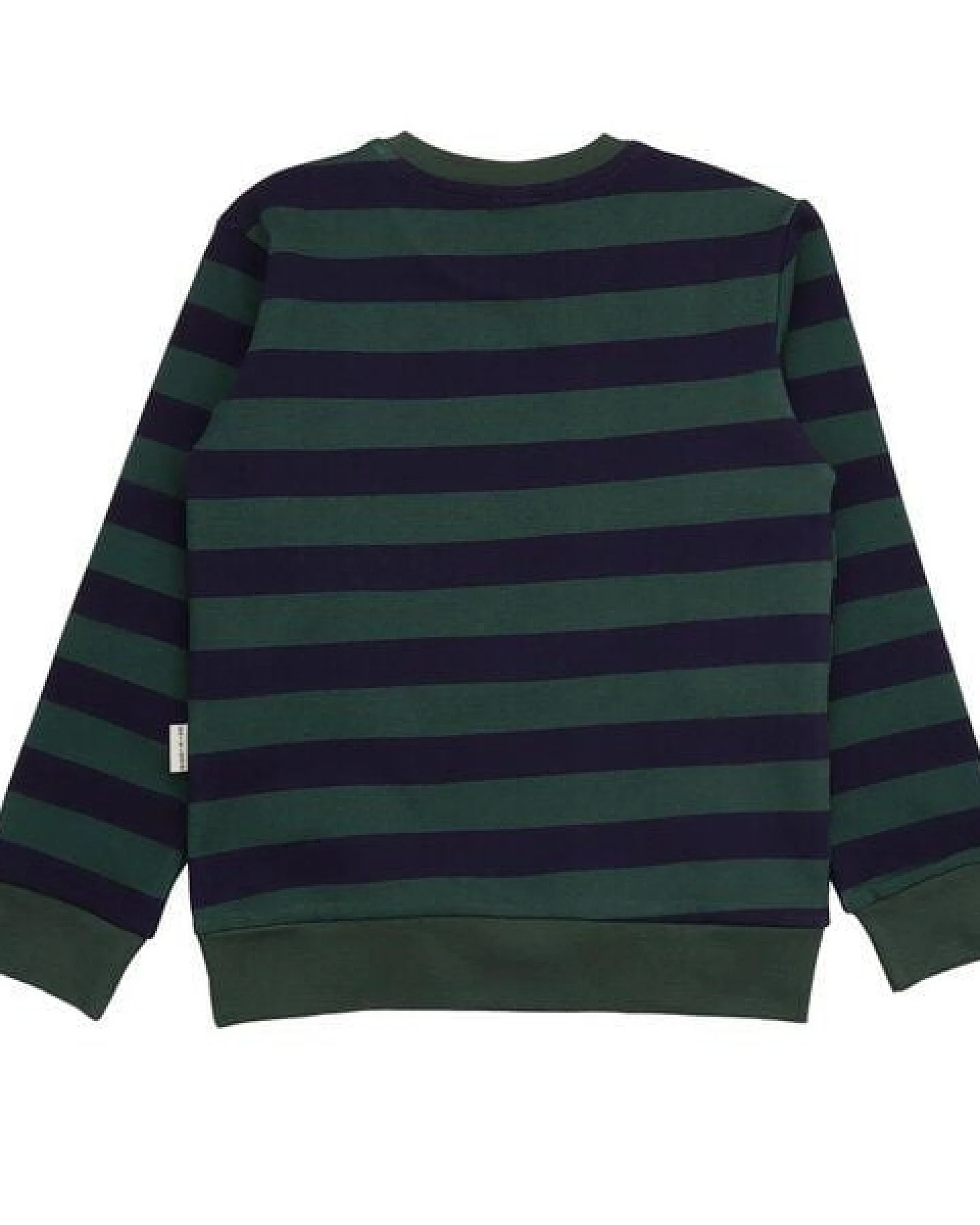 Kinder Sweatshirt GOTS-zertifiziert aus Bio-Baumwolle, dunkelgrün gestreift, langarm – Walkiddy, weich & alltagstauglich – Ansicht 3