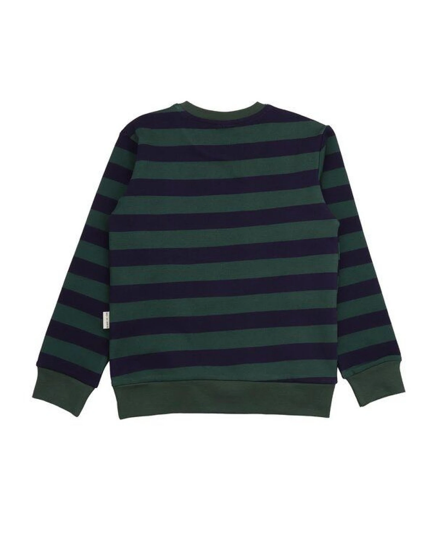 Kinder Sweatshirt GOTS-zertifiziert aus Bio-Baumwolle, dunkelgrün gestreift, langarm – Walkiddy, weich & alltagstauglich – Ansicht 3