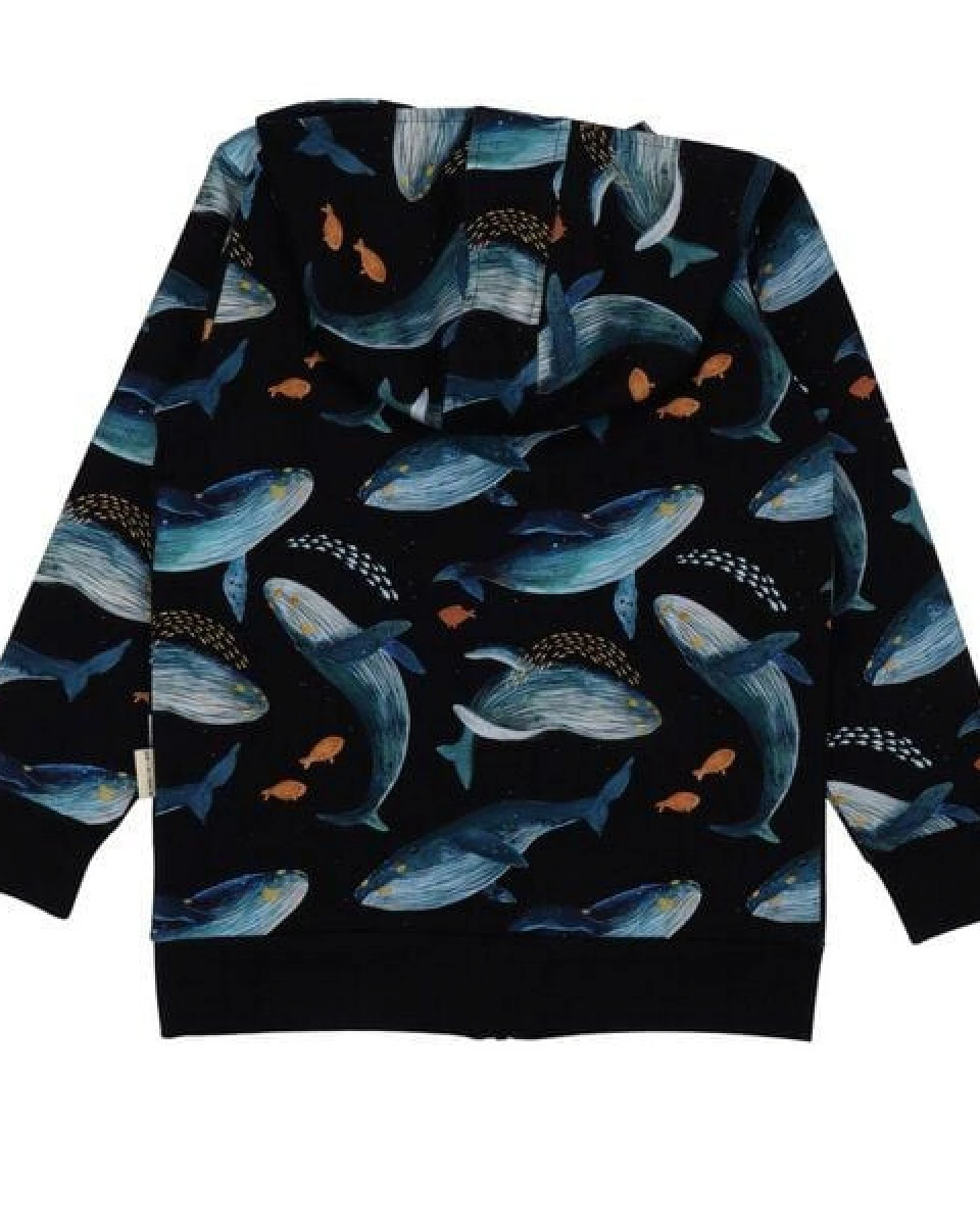 Kinder Kapuzen-Sweatjacke Humpback Whales – Bio-Baumwolle, GOTS-zertifiziert, weiche Hoodie-Jacke von Walkiddy mit Wal-Print, fair & bequem – Ansicht 4