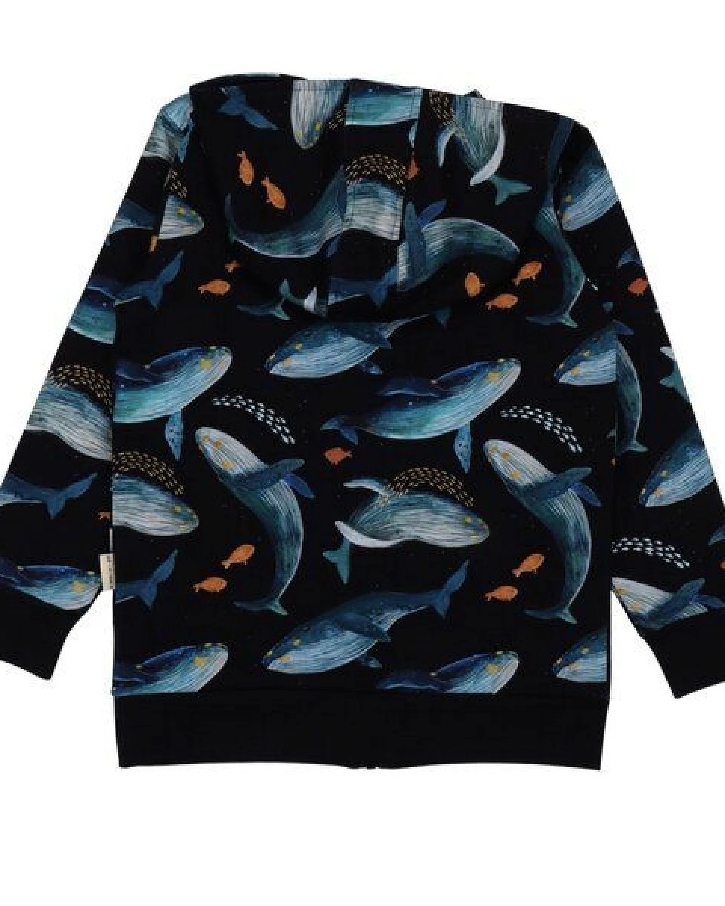 Kinder Kapuzen-Sweatjacke Humpback Whales – Bio-Baumwolle, GOTS-zertifiziert, weiche Hoodie-Jacke von Walkiddy mit Wal-Print, fair & bequem – Ansicht 4