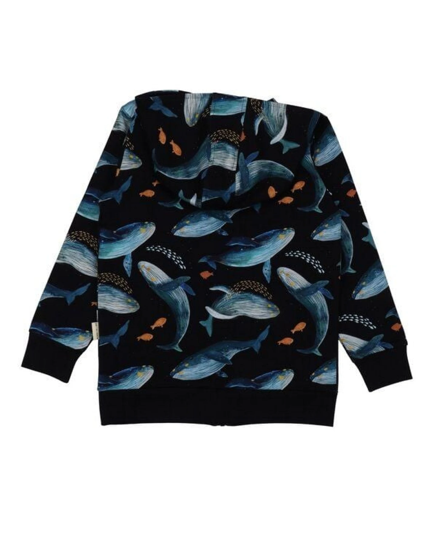 Kinder Kapuzen-Sweatjacke Humpback Whales – Bio-Baumwolle, GOTS-zertifiziert, weiche Hoodie-Jacke von Walkiddy mit Wal-Print, fair & bequem – Ansicht 4