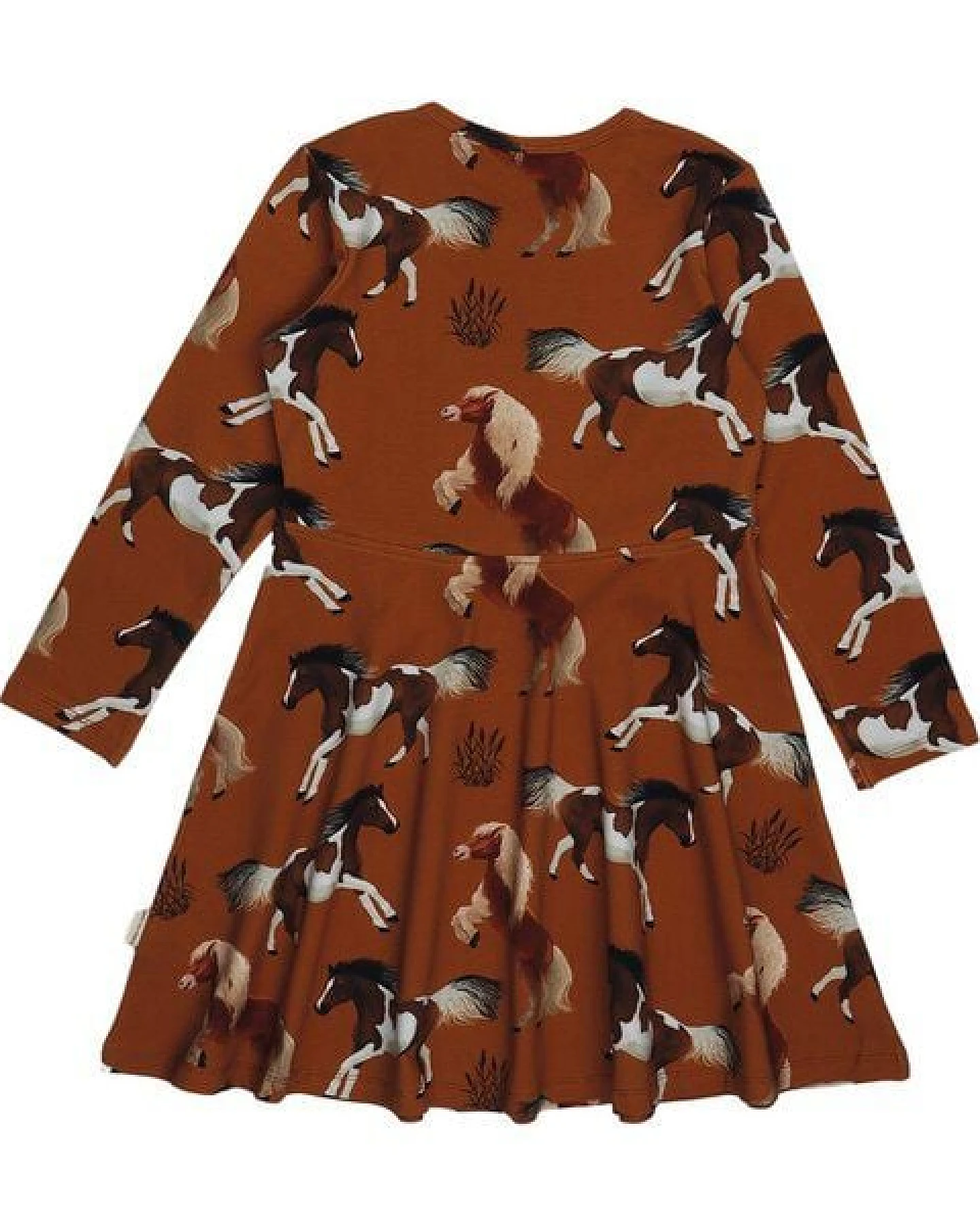 Langarmkleid Braun Pferde-Allover Bio-Baumwolle GOTS – Walkiddy – Ansicht 4