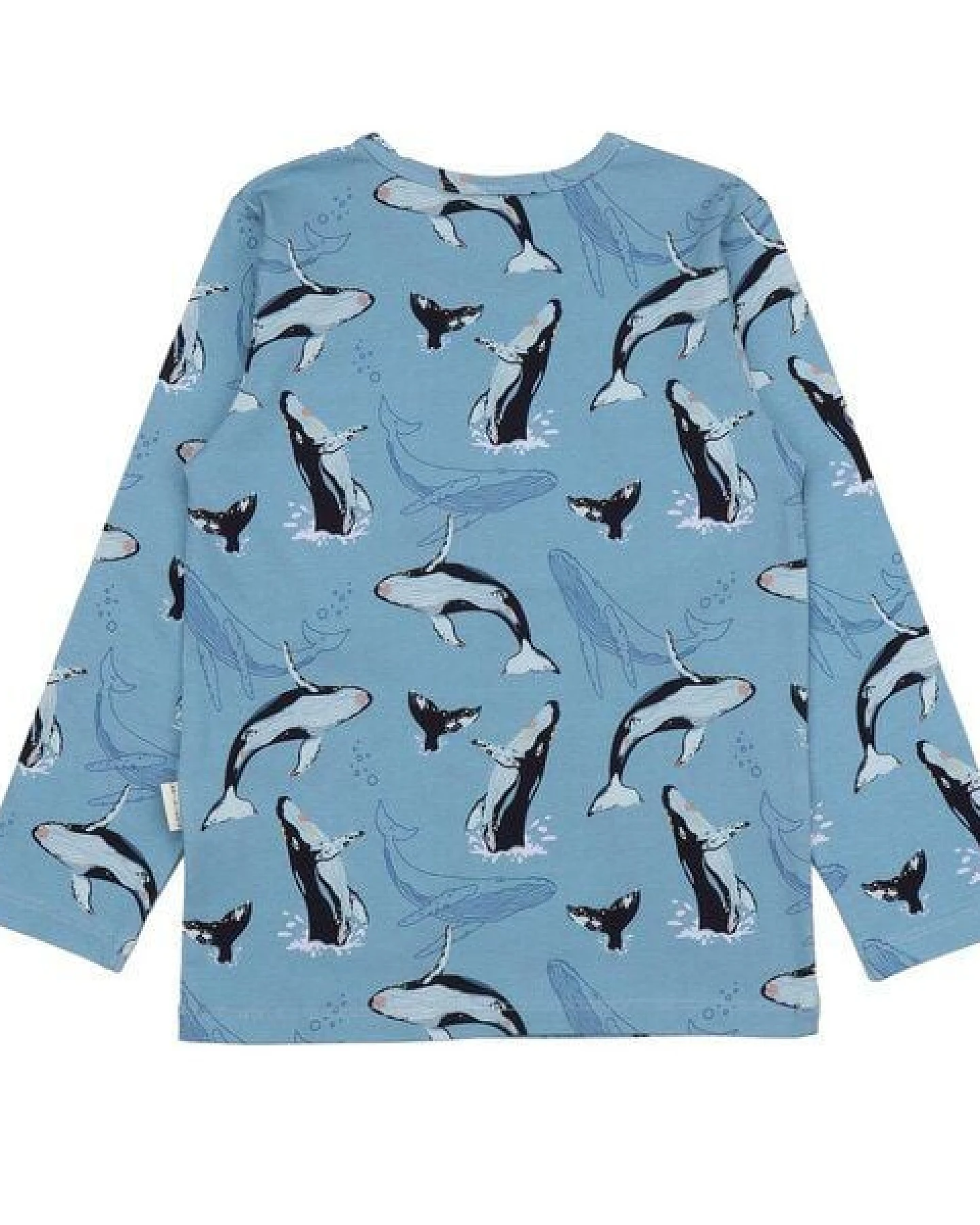 Kinder T-Shirt Bio-Baumwolle GOTS "Jumping Whales" blau – veganes, fair produziertes Walkiddy Kindershirt für empfindliche Haut, Alltag, Kita und Schule – Ansicht 4