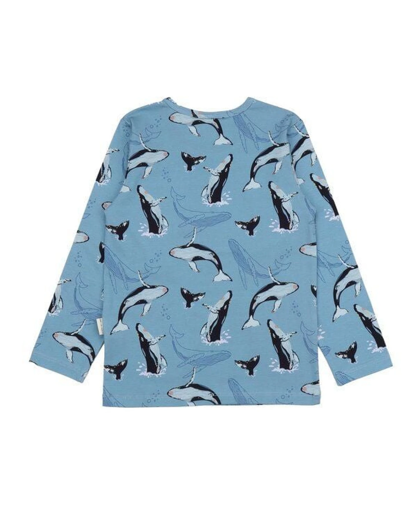 Kinder T-Shirt Bio-Baumwolle GOTS "Jumping Whales" blau – veganes, fair produziertes Walkiddy Kindershirt für empfindliche Haut, Alltag, Kita und Schule – Ansicht 4