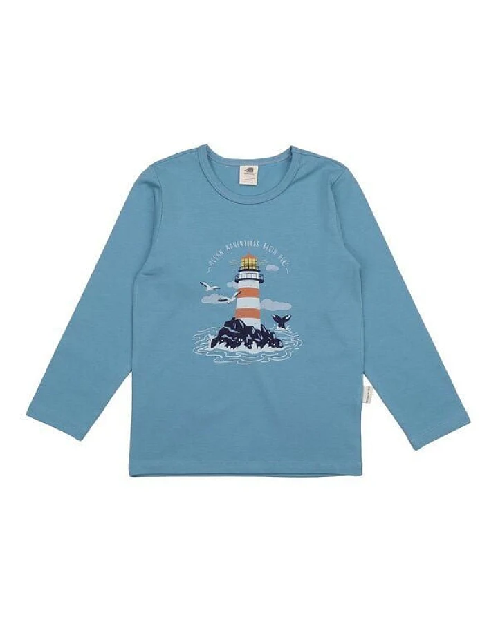Kinder Langarmshirt Bio-Baumwolle, Hellblau, Wal-Motiv, Walkiddy