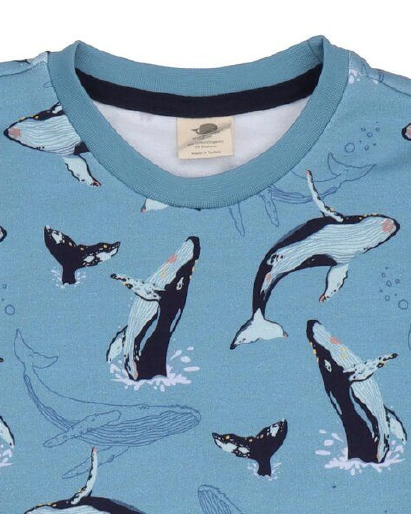 Kinder Sweatshirt GOTS-zertifiziert aus Bio-Baumwolle, blau mit Wal-Print – Walkiddy, weich, hautfreundlich, nachhaltig & fair produziert – Ansicht 4