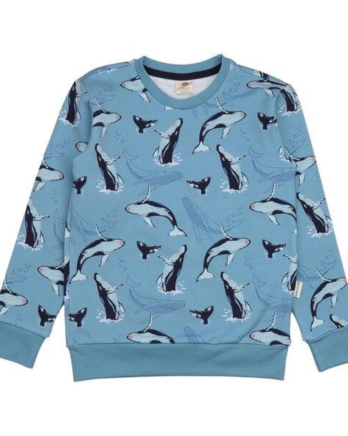 Kinder Sweatshirt GOTS-zertifiziert aus Bio-Baumwolle, blau mit Wal-Print – Walkiddy, weich, hautfreundlich, nachhaltig & fair produziert – Ansicht 2
