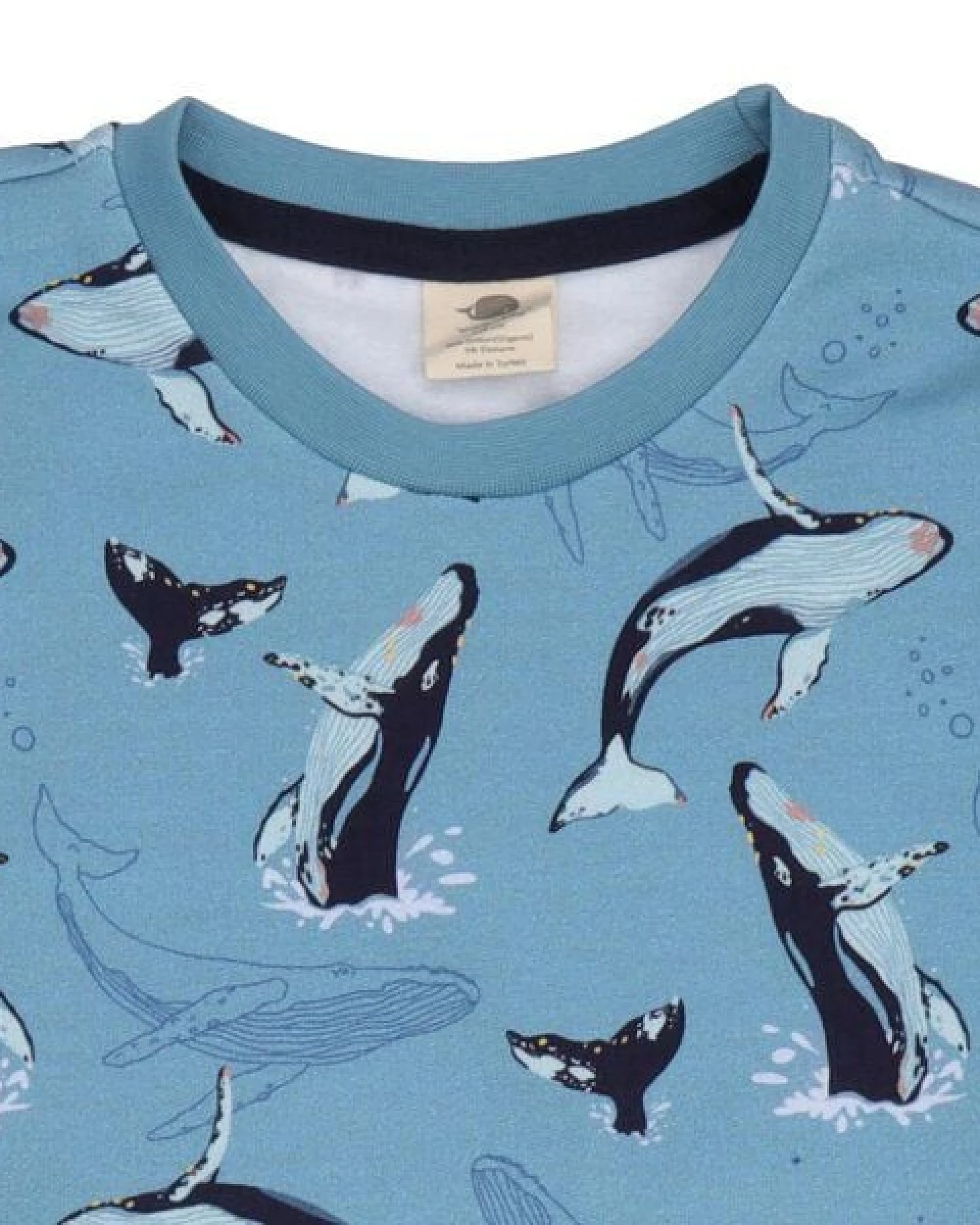 Kinder Sweatshirt GOTS-zertifiziert aus Bio-Baumwolle, blau mit Wal-Print – Walkiddy, weich, hautfreundlich, nachhaltig & fair produziert – Ansicht 4