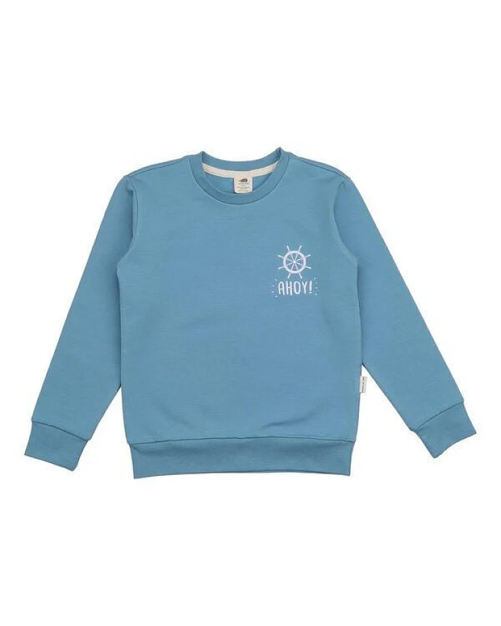 Kinder Sweatshirt GOTS-zertifiziert aus Bio-Baumwolle hellblau mit Wal-Motiv – Walkiddy