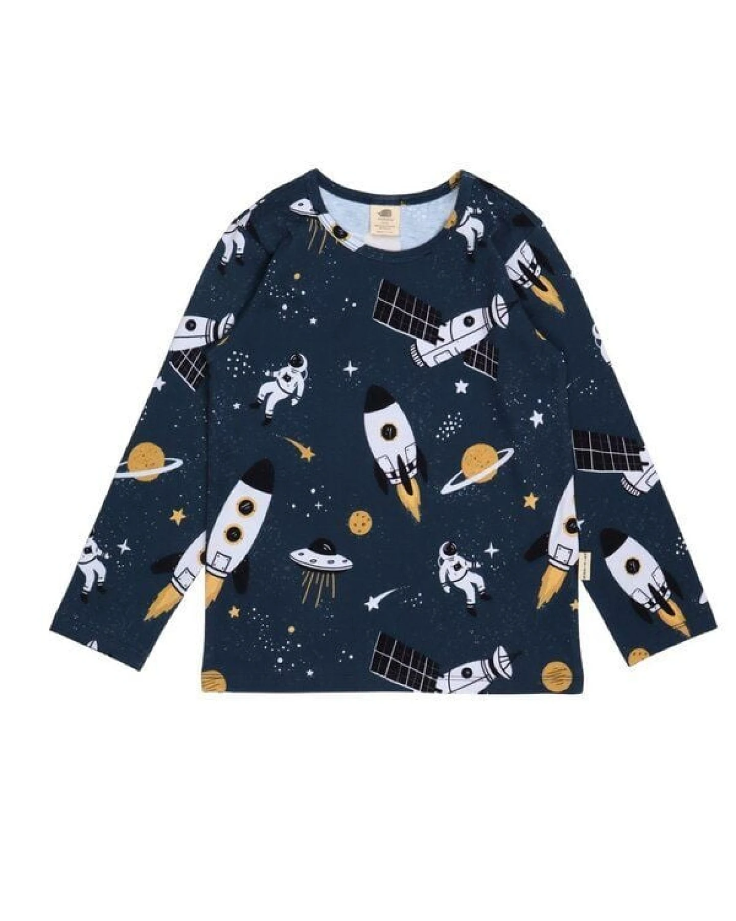 Langarmshirt Dunkelblau Weltraum-Allover Bio-Baumwolle GOTS – Walkiddy – Ansicht 3