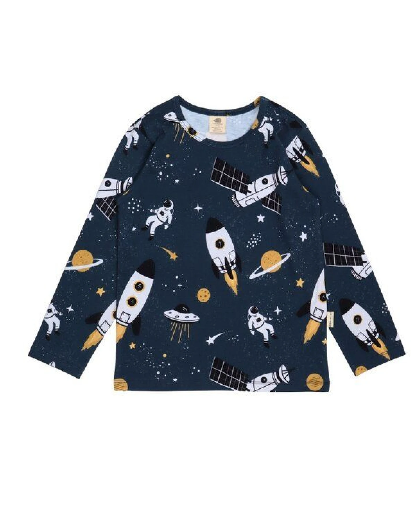 Langarmshirt Dunkelblau Weltraum-Allover Bio-Baumwolle GOTS – Walkiddy – Ansicht 3