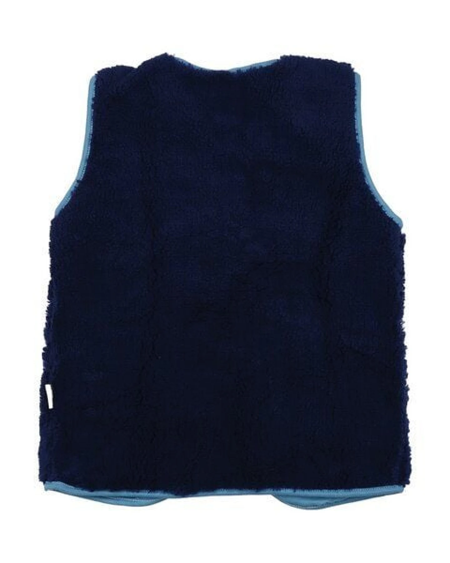 Kinder Fleeceweste GOTS-zertifiziert aus Bio-Baumwolle, navy mit hellblauem Futter, Druckknöpfe vorne – Walkiddy Fleece Vest, weich & wärmend – Ansicht 3