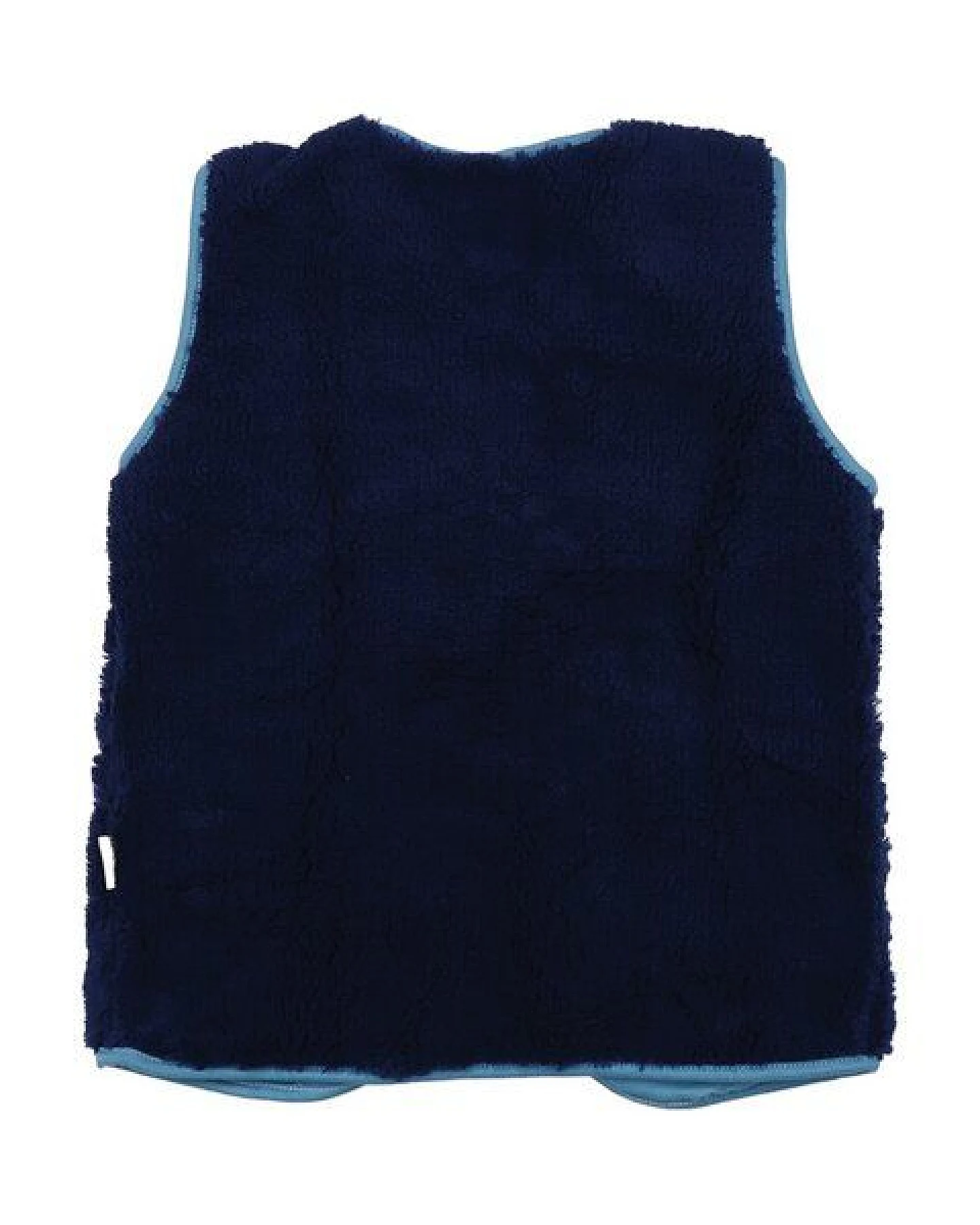 Kinder Fleeceweste GOTS-zertifiziert aus Bio-Baumwolle, navy mit hellblauem Futter, Druckknöpfe vorne – Walkiddy Fleece Vest, weich & wärmend – Ansicht 3