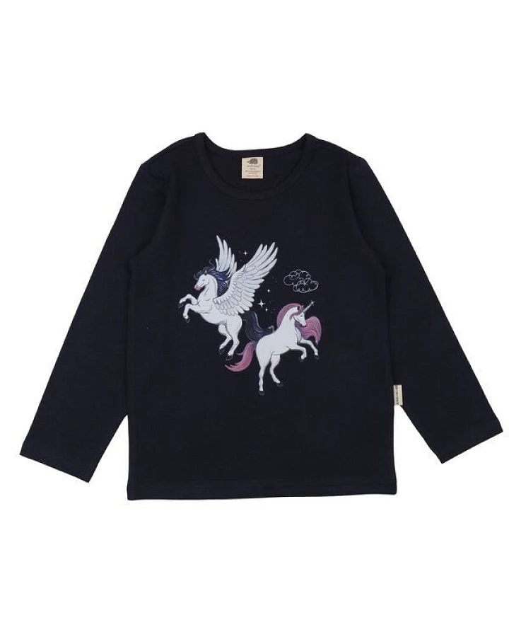 Mädchen Langarmshirt Navy aus Baumwolle mit Elasthan – weiches Walkiddy Shirt für Schule, Freizeit & Alltag, ideal zum Kombinieren mit Jeans, Röcken und Lagenlooks das ganze Jahr