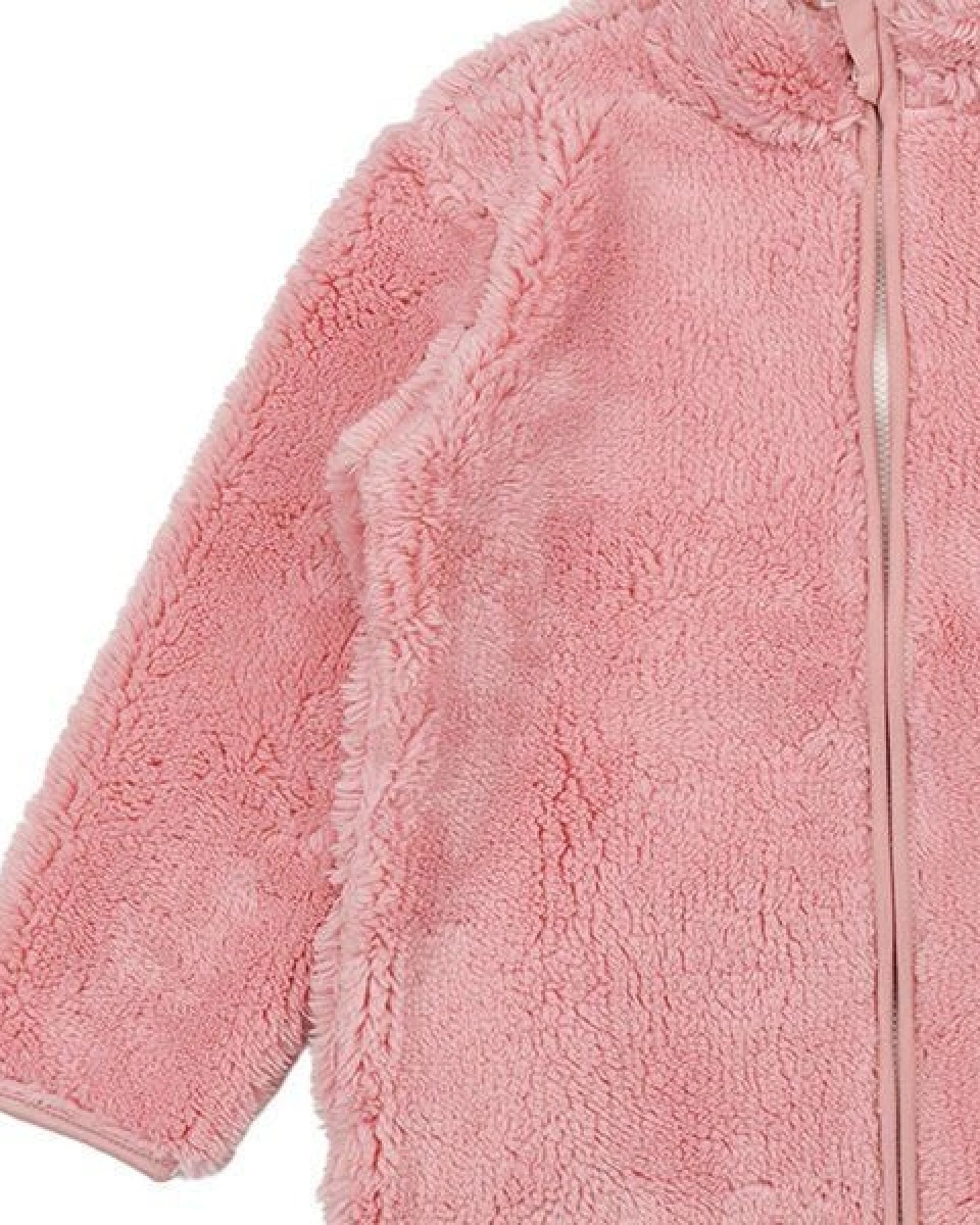 Kinder Fleecejacke GOTS-zertifiziert aus Bio-Baumwolle, rosa Teddyfleece, Reißverschluss & Stehkragen – Walkiddy – Ansicht 4
