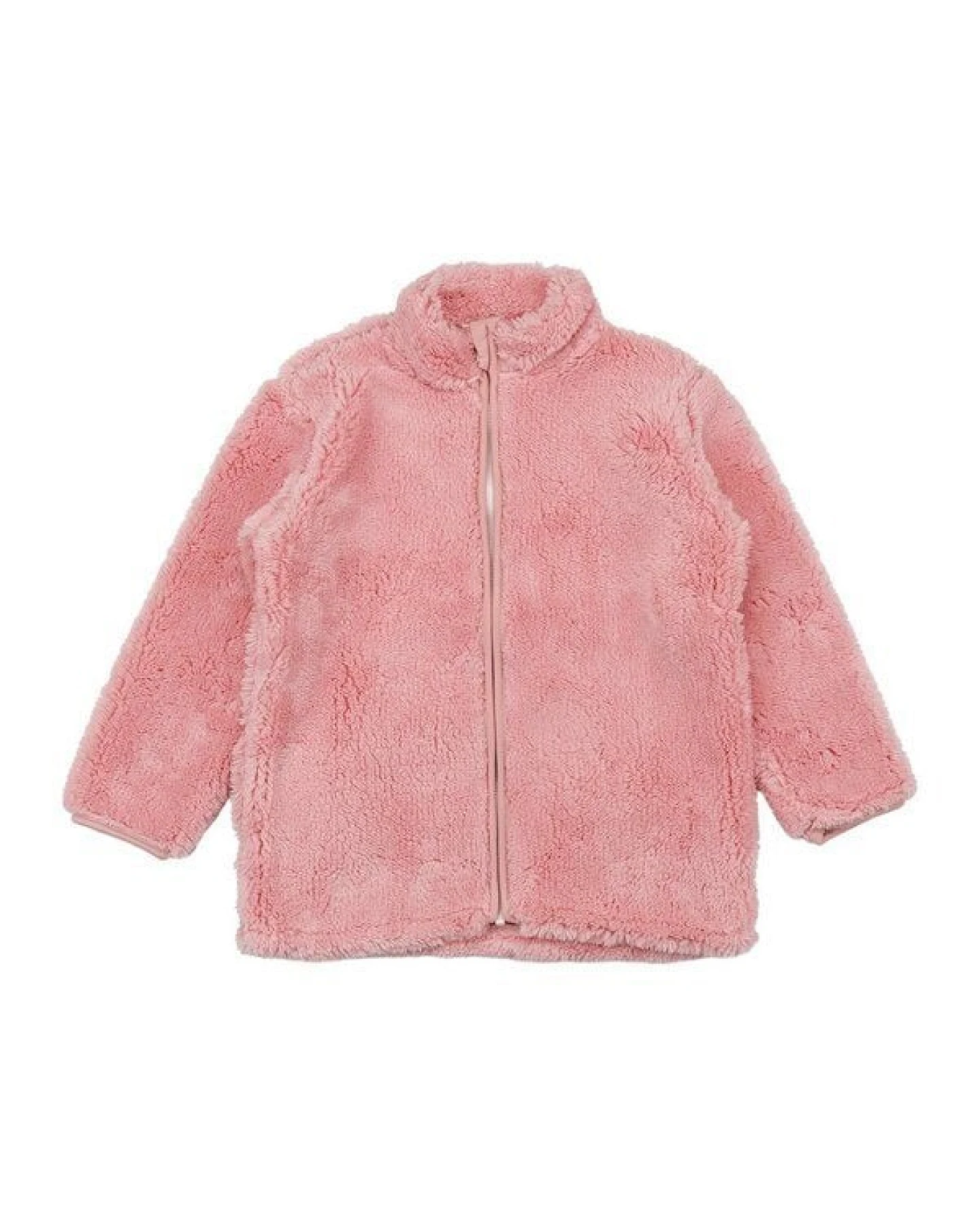 Kinder Fleecejacke GOTS-zertifiziert aus Bio-Baumwolle, rosa Teddyfleece, Reißverschluss & Stehkragen – Walkiddy – Ansicht 2
