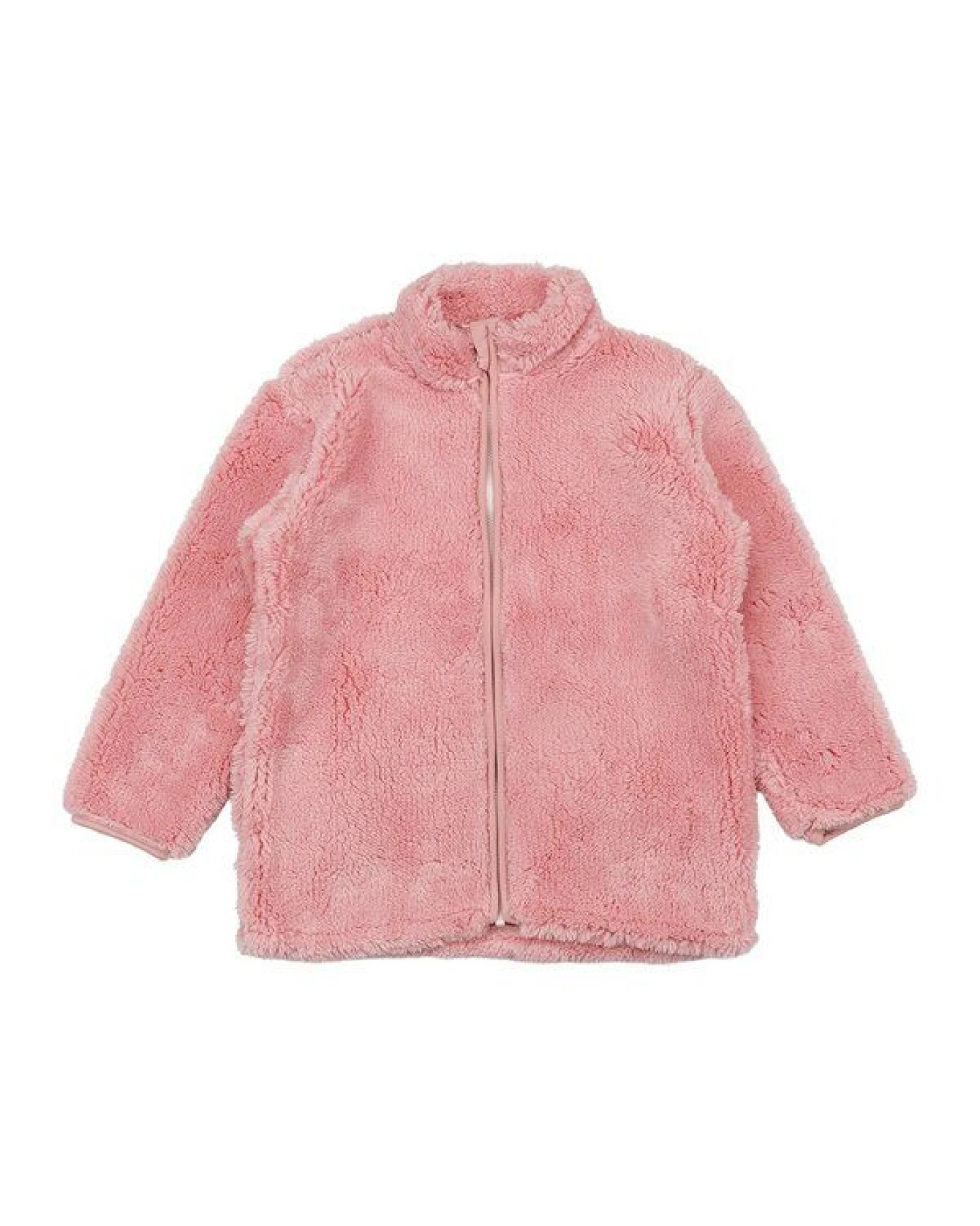 Kinder Fleecejacke GOTS-zertifiziert aus Bio-Baumwolle, rosa Teddyfleece, Reißverschluss & Stehkragen – Walkiddy – Ansicht 2