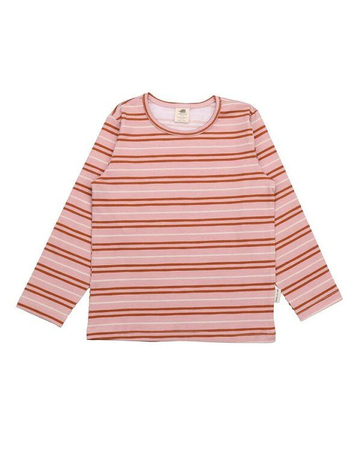 Kinder Langarmshirt GOTS zertifiziert – Bio-Baumwolle, Rosa gestreift, weich & bequem