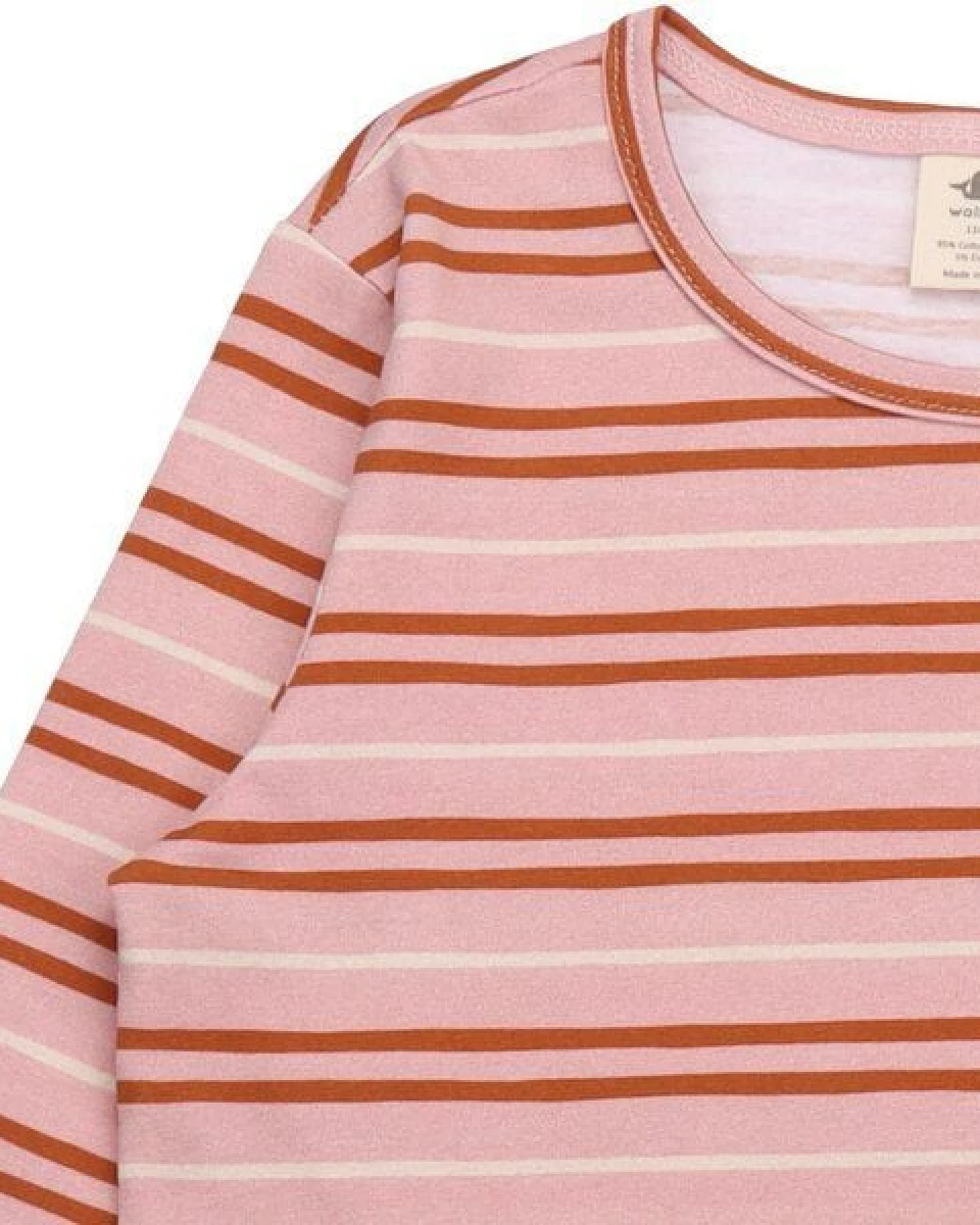 Kinder Langarmshirt GOTS zertifiziert – Bio-Baumwolle, Rosa gestreift, weich & bequem – Ansicht 4