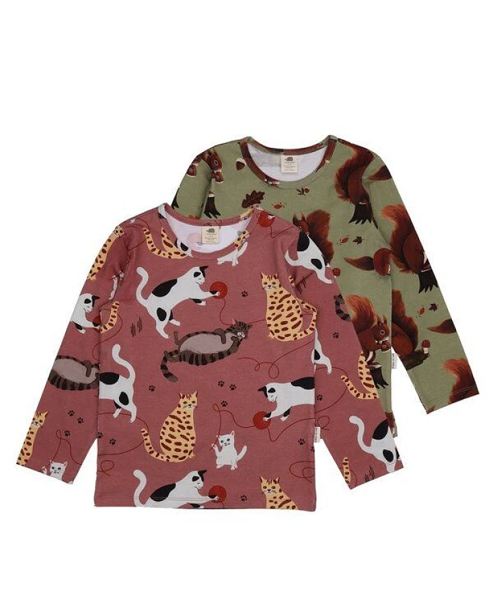 Mädchen Langarmshirt Playful Cats Bio-Baumwolle – GOTS-zertifiziertes Walkiddy Shirt mit Katzen-Print, weich, verspielt & nachhaltig
