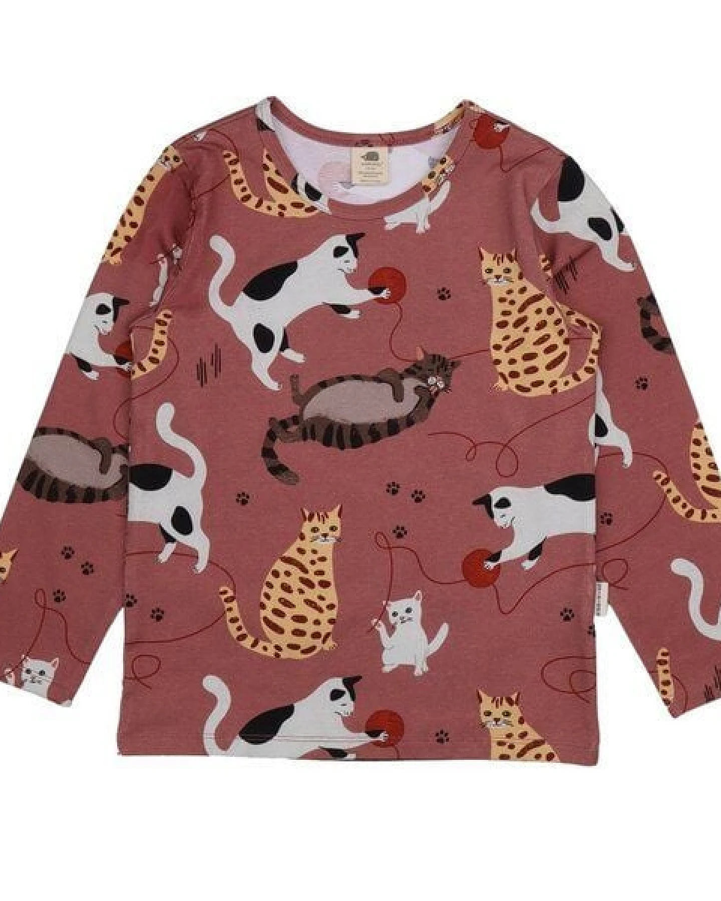 Mädchen Langarmshirt Playful Cats Bio-Baumwolle – GOTS-zertifiziertes Walkiddy Shirt mit Katzen-Print, weich, verspielt & nachhaltig – Ansicht 3