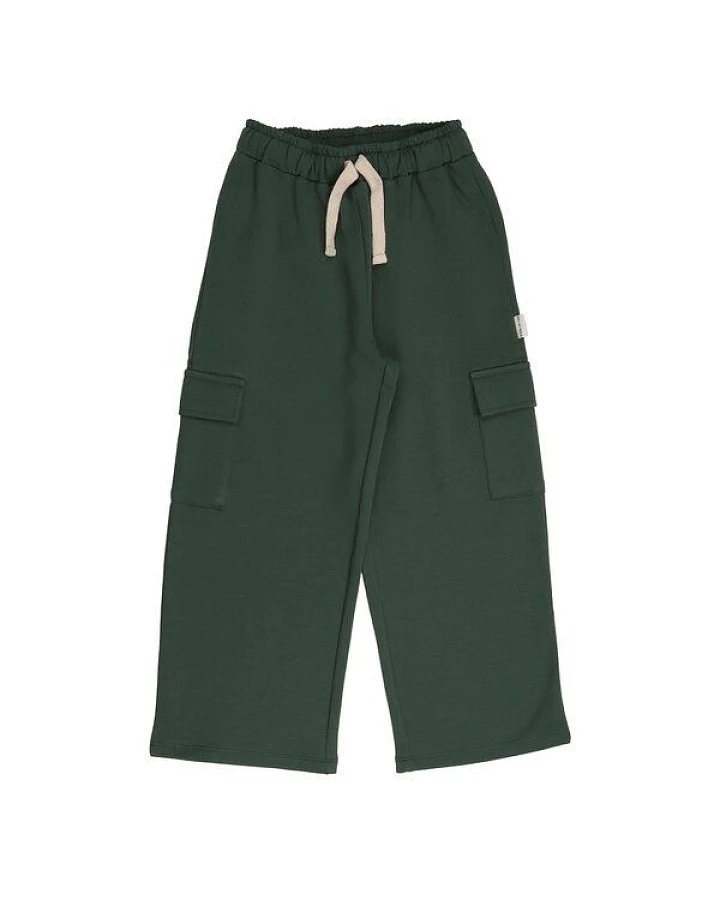 Kinderhose weit GOTS zertifiziert, Bio-Baumwolle, dunkelgrün, weich, bequem, elastischer Bund, Alltag – Walkiddy