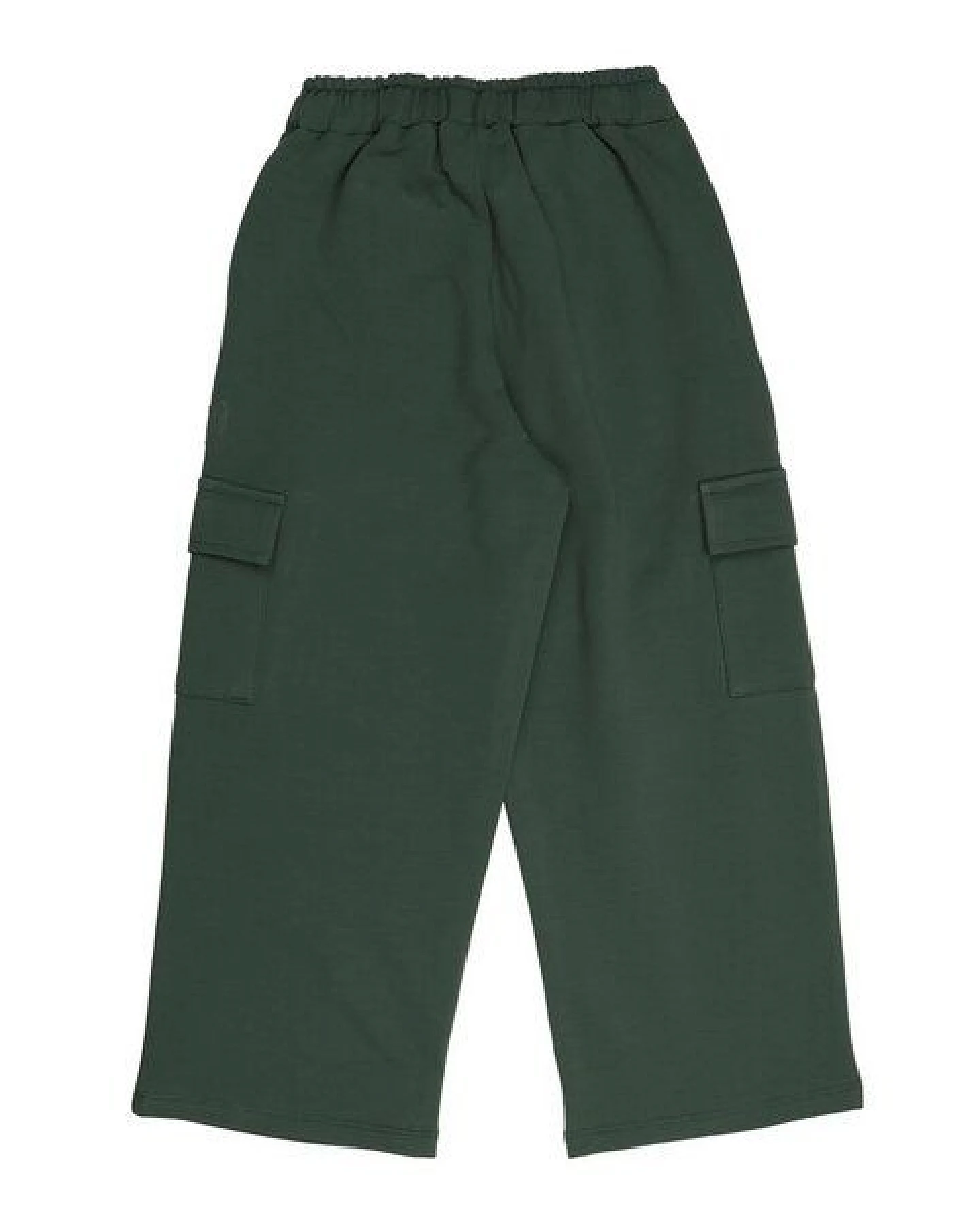 Kinderhose weit GOTS zertifiziert, Bio-Baumwolle, dunkelgrün, weich, bequem, elastischer Bund, Alltag – Walkiddy – Ansicht 3