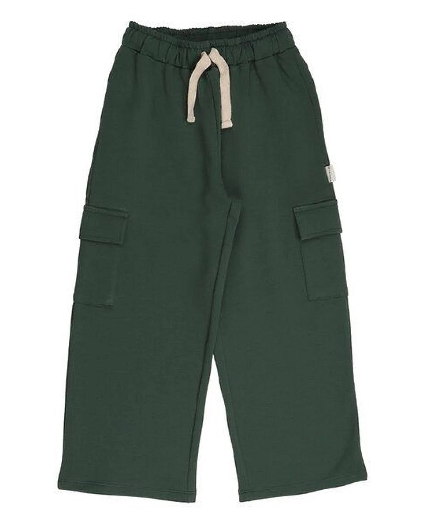 Kinderhose weit GOTS zertifiziert, Bio-Baumwolle, dunkelgrün, weich, bequem, elastischer Bund, Alltag – Walkiddy – Ansicht 2