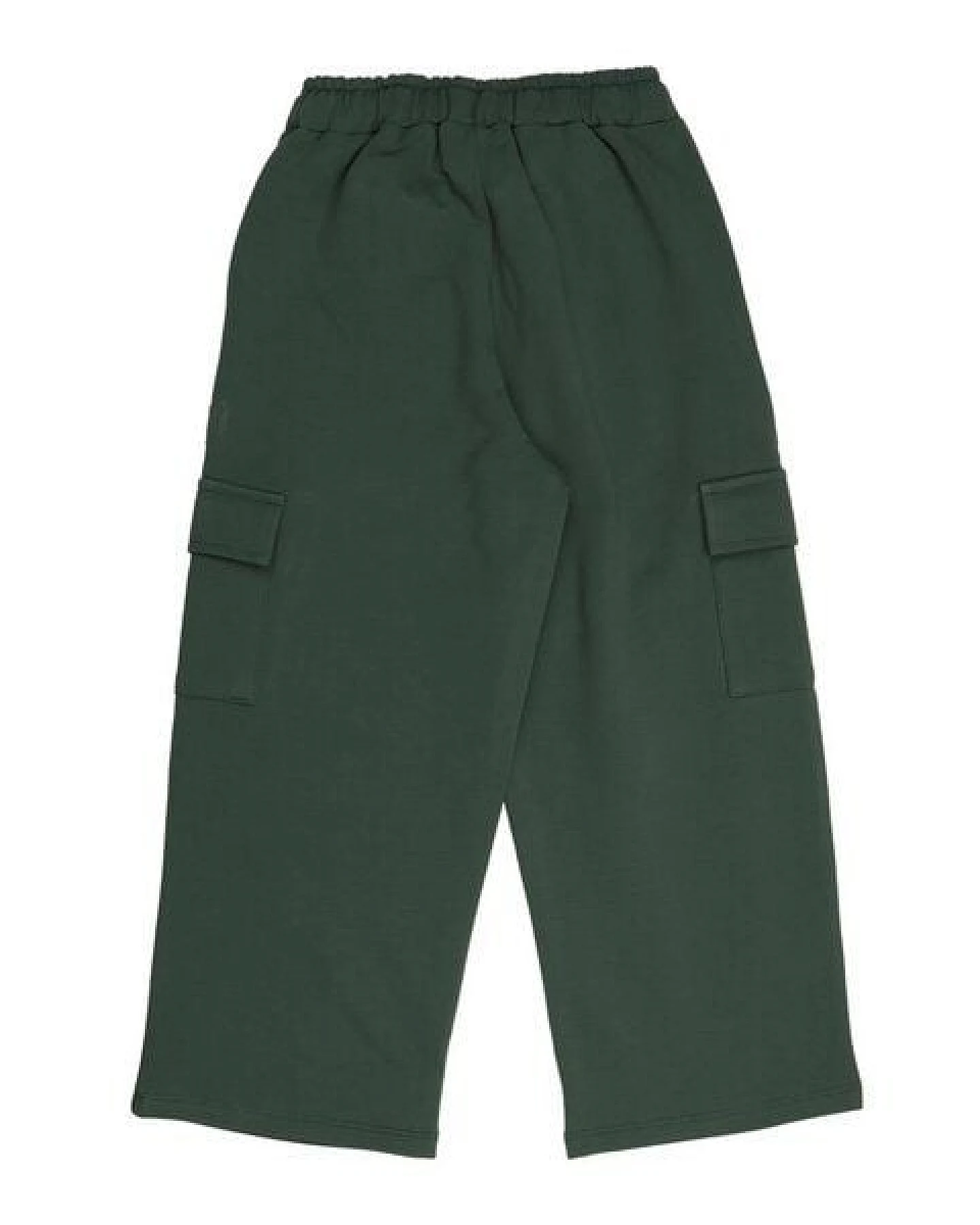 Kinderhose weit GOTS zertifiziert, Bio-Baumwolle, dunkelgrün, weich, bequem, elastischer Bund, Alltag – Walkiddy – Ansicht 3