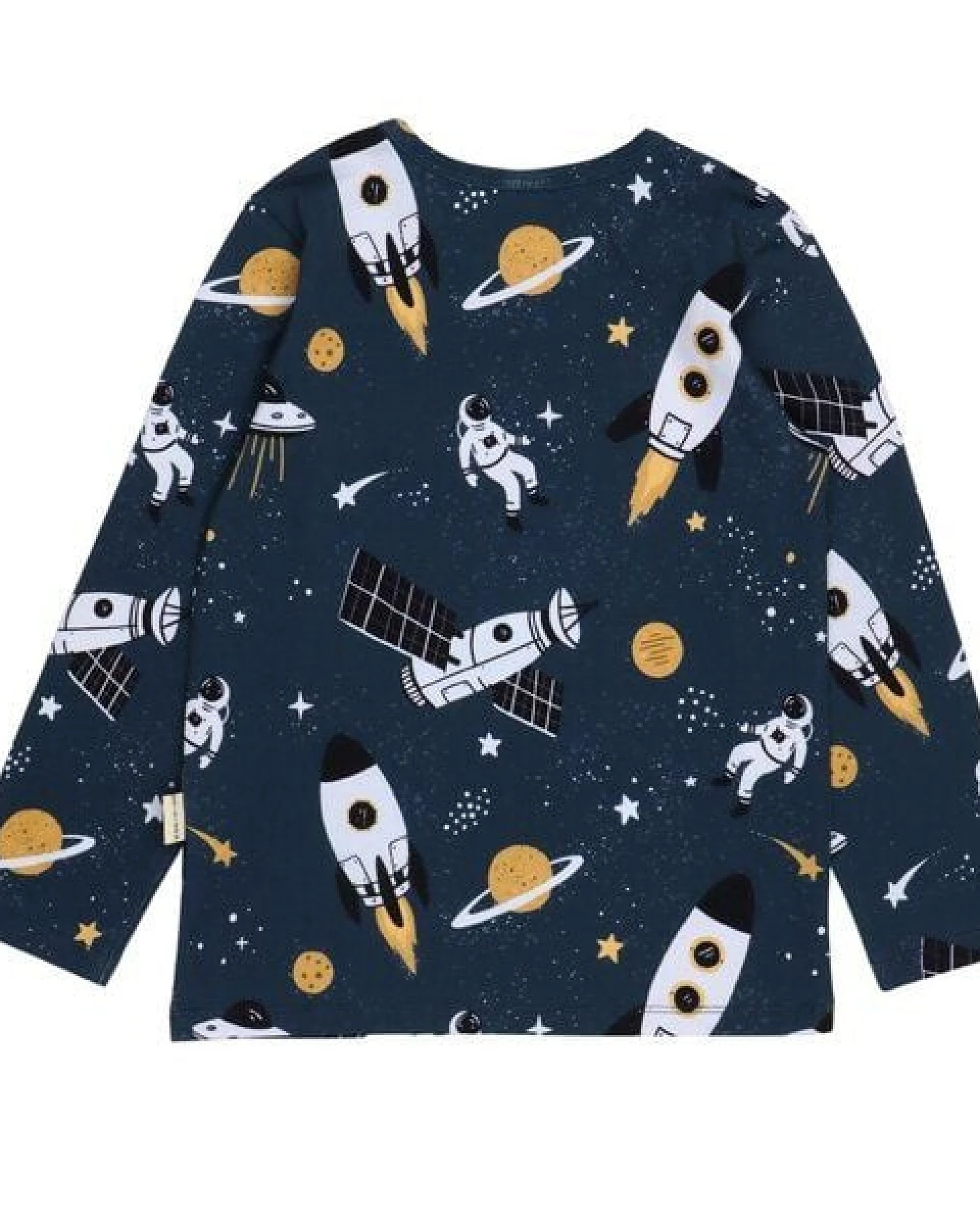 Kinder Langarmshirt Space Trip Bio-Baumwolle – GOTS-zertifiziertes Walkiddy Shirt mit Weltraum-Print, weich, bequem & perfekt für kleine Entdecker – Ansicht 4