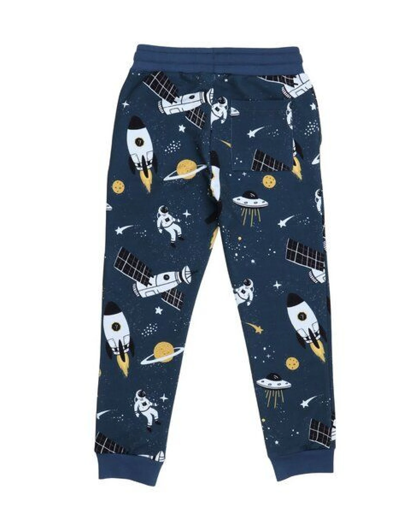 Walkiddy Jogginghose Kinder Baumwolle Space Trip blau, bequeme Sweathose mit elastischem Bund & Bündchen für Schule & Freizeit – Cotokids – Ansicht 4